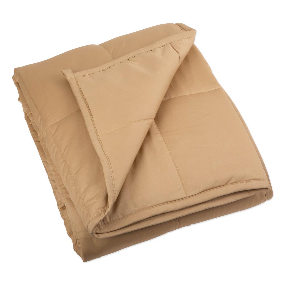 DII 15lbs Weighted Blanket Taupe 48x72-in Cotton Solid Brown - Improved Sleep & Mood - Suitable for Full Sized Bed - Anxiety, Stress, Autism -  Z02286