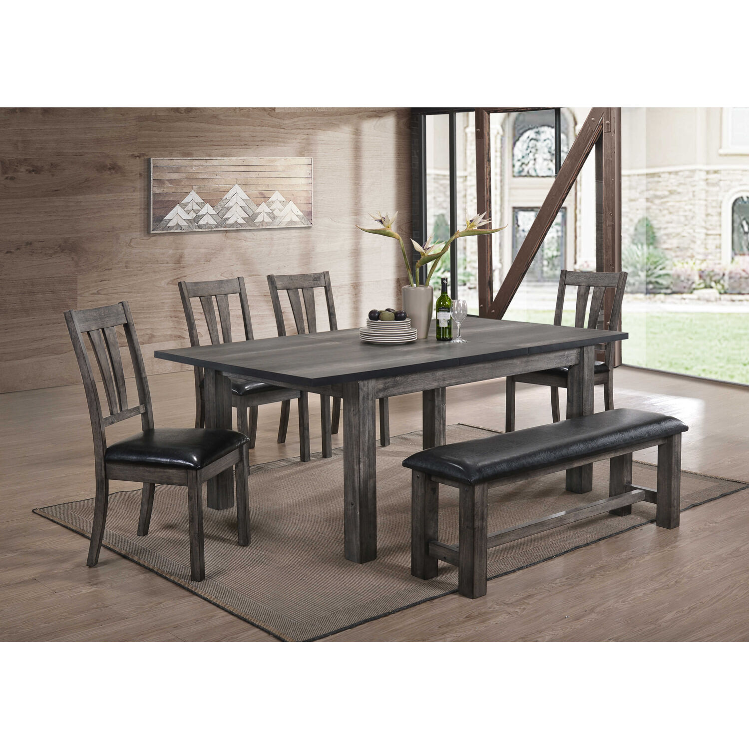 Hanover HDR006-6PU-WG Grey, Light Contemporary/Modern Dining Room Set with Rectangular Table (Seats 5)