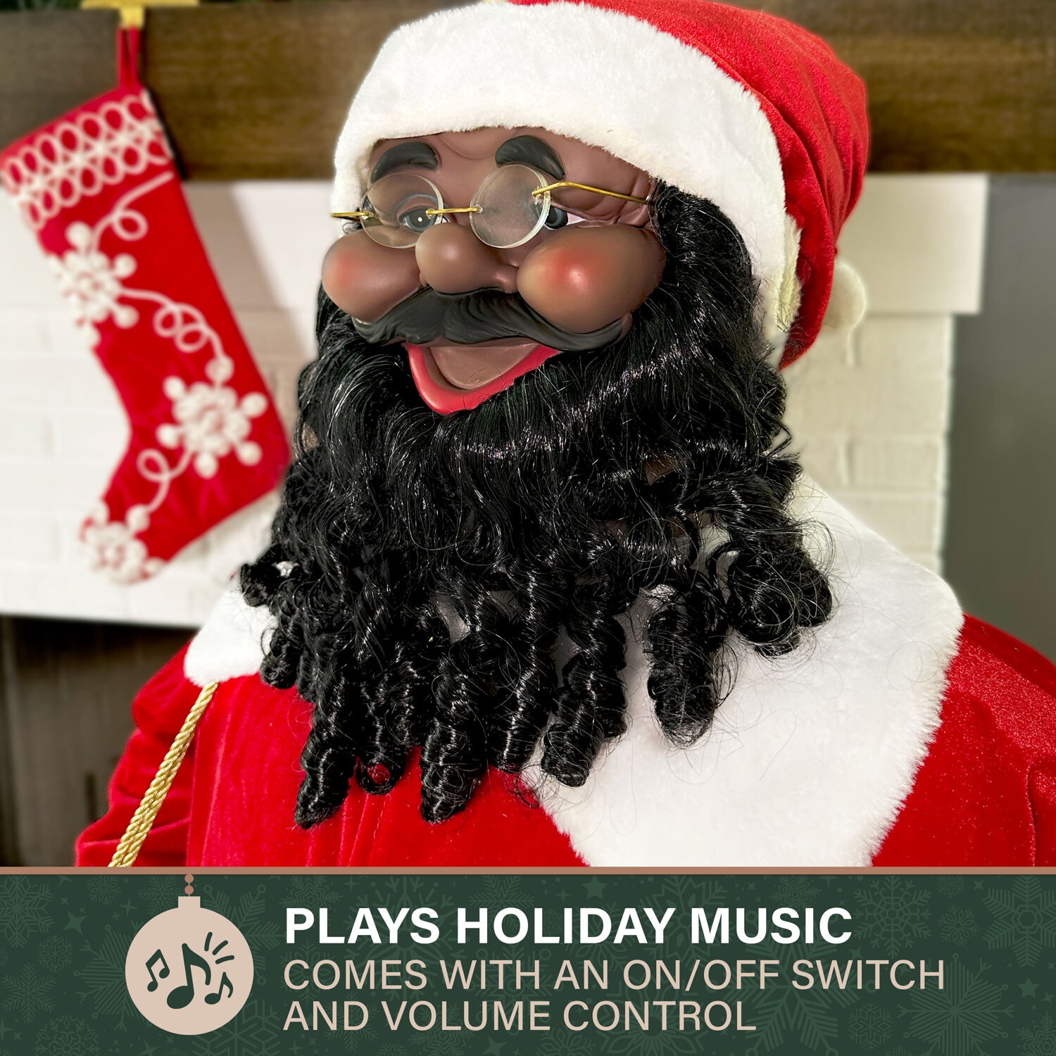 58-Inch Red Velvet Motion-Activated Dancing Santa Claus