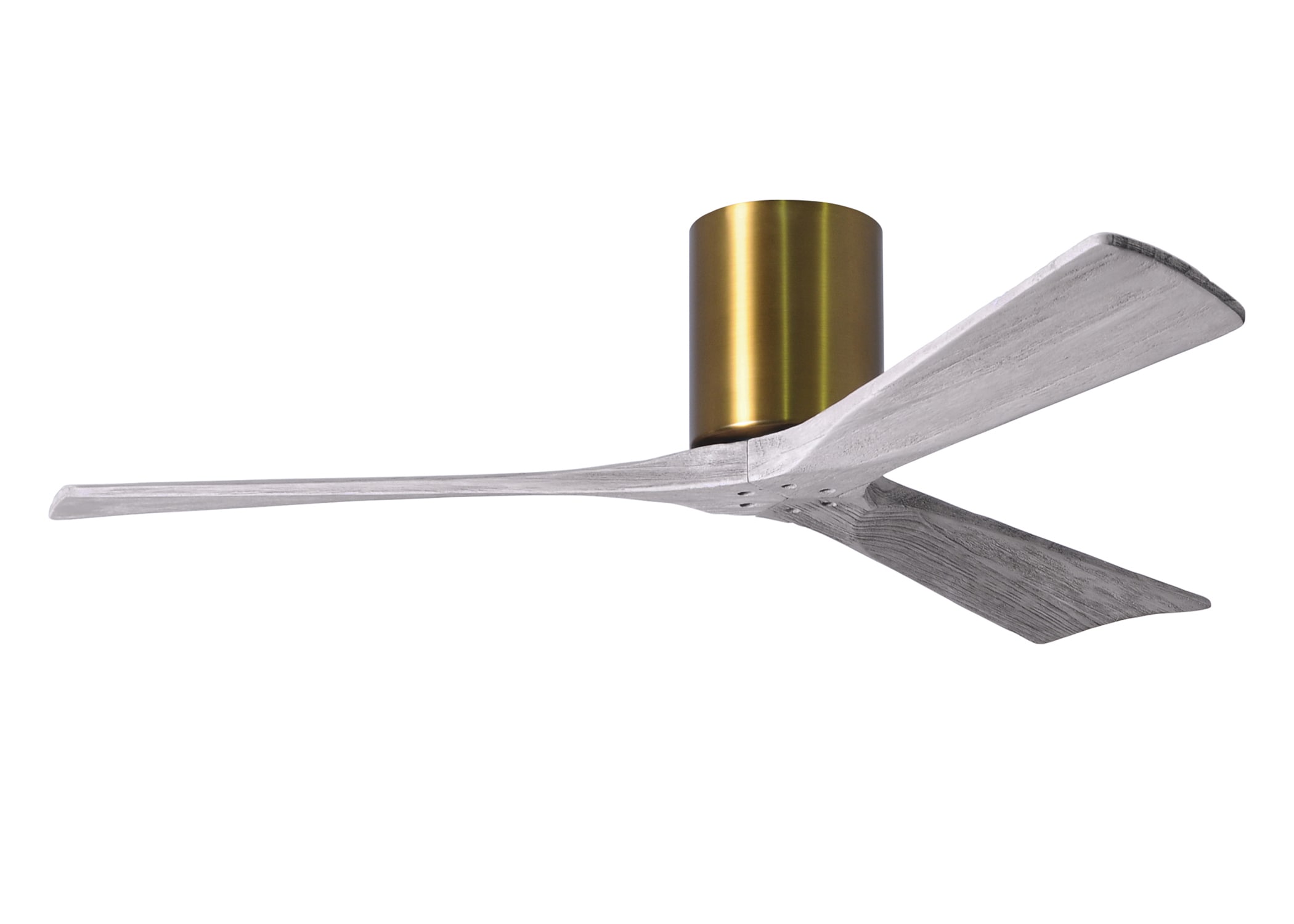 Matthews Fan Company Irene-H 52-in Brushed Brass with Barn Wood Tone Blades Indoor/Outdoor Flush Mount Ceiling Fan and Remote (3-Blade) -  IR3H-BRBR-BW-52