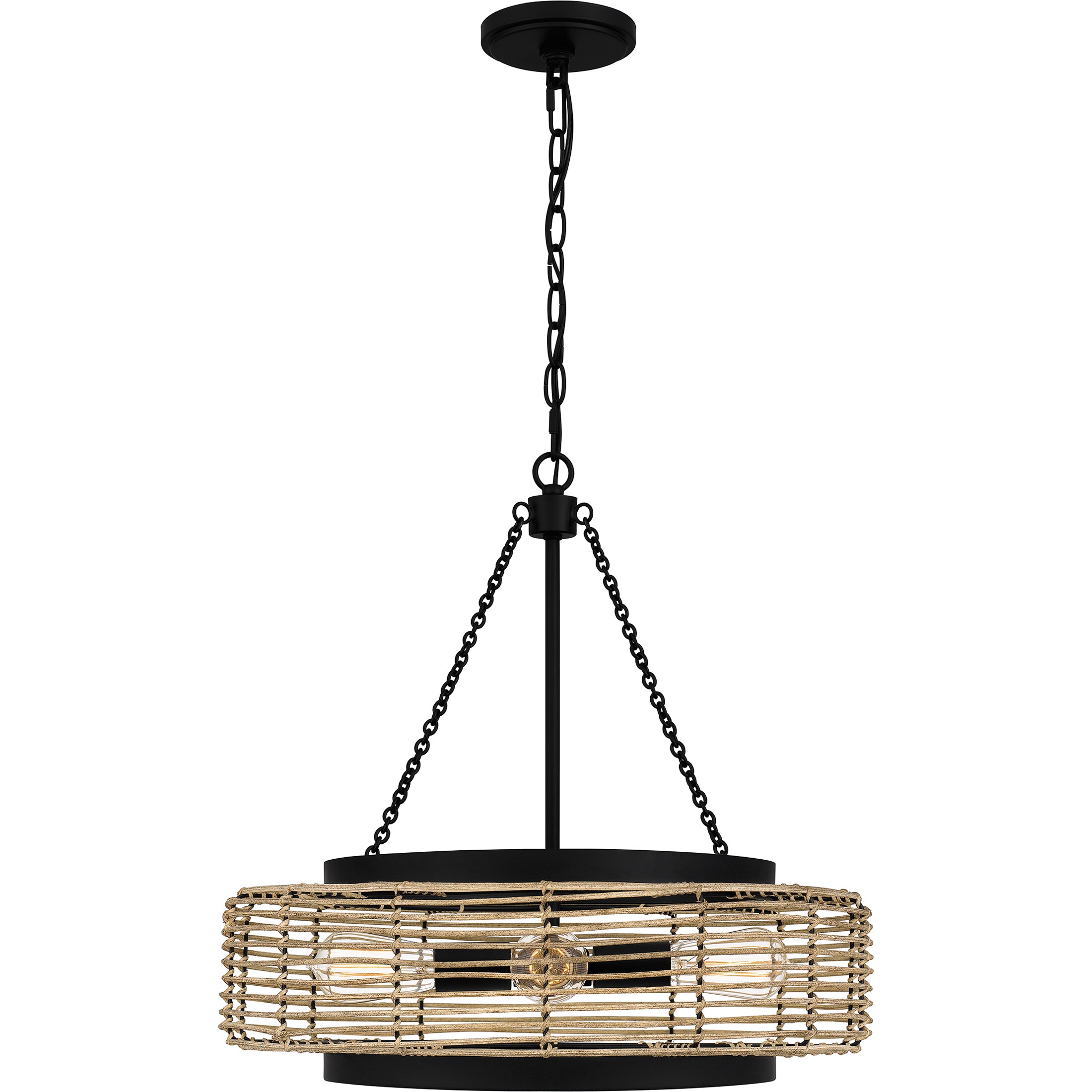 Quoizel Waylon 4-Light Matte Black Transitional Drum Medium Hanging ...