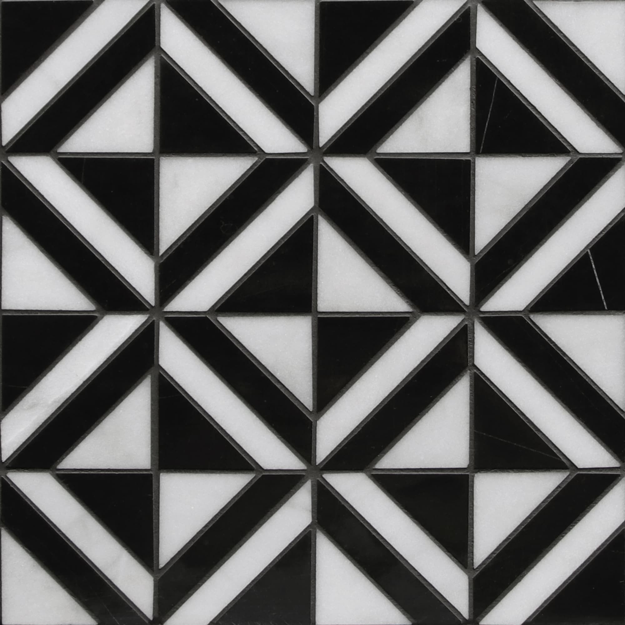 SUNWINGS TRM-BAW-5 Black Marquina and White 12-in x 12-in Polished Natural Stone Marble Look Mosaic Floor and Wall Tile (5-sq. ft/ Carton)