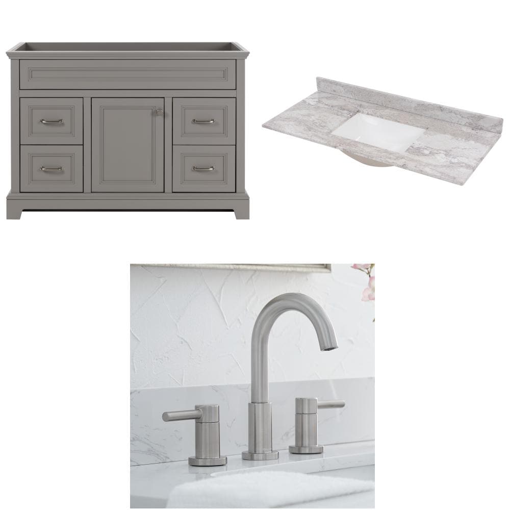 Style Selections  Merrill Gray 48-in Vanity Base, Top & Faucet Bundle