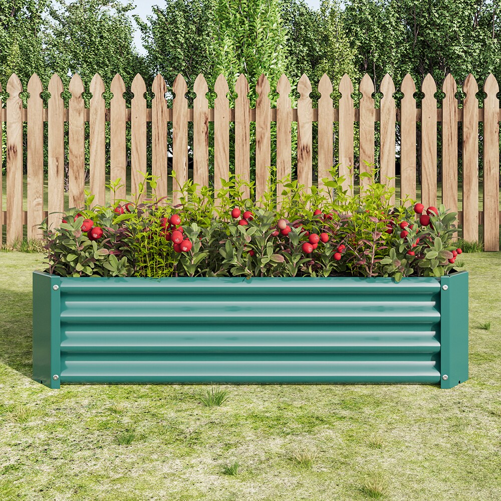 ZAKLOOP XU84091000 24-in W x 47.24-in L x 11.81-in H Green Metal Raised Garden Bed