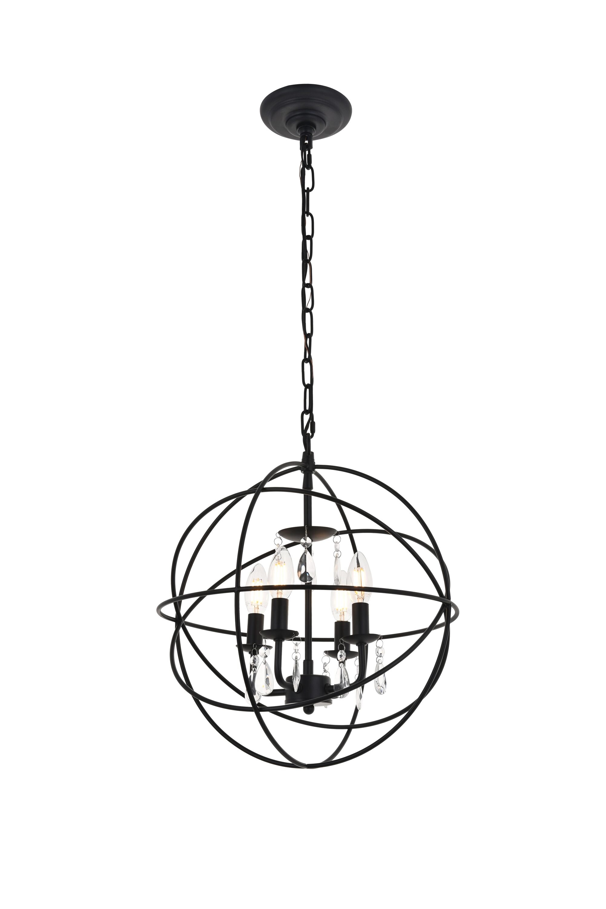 Elegant Wallace 4-Light Crystal Sphere Pendant in Matte Black