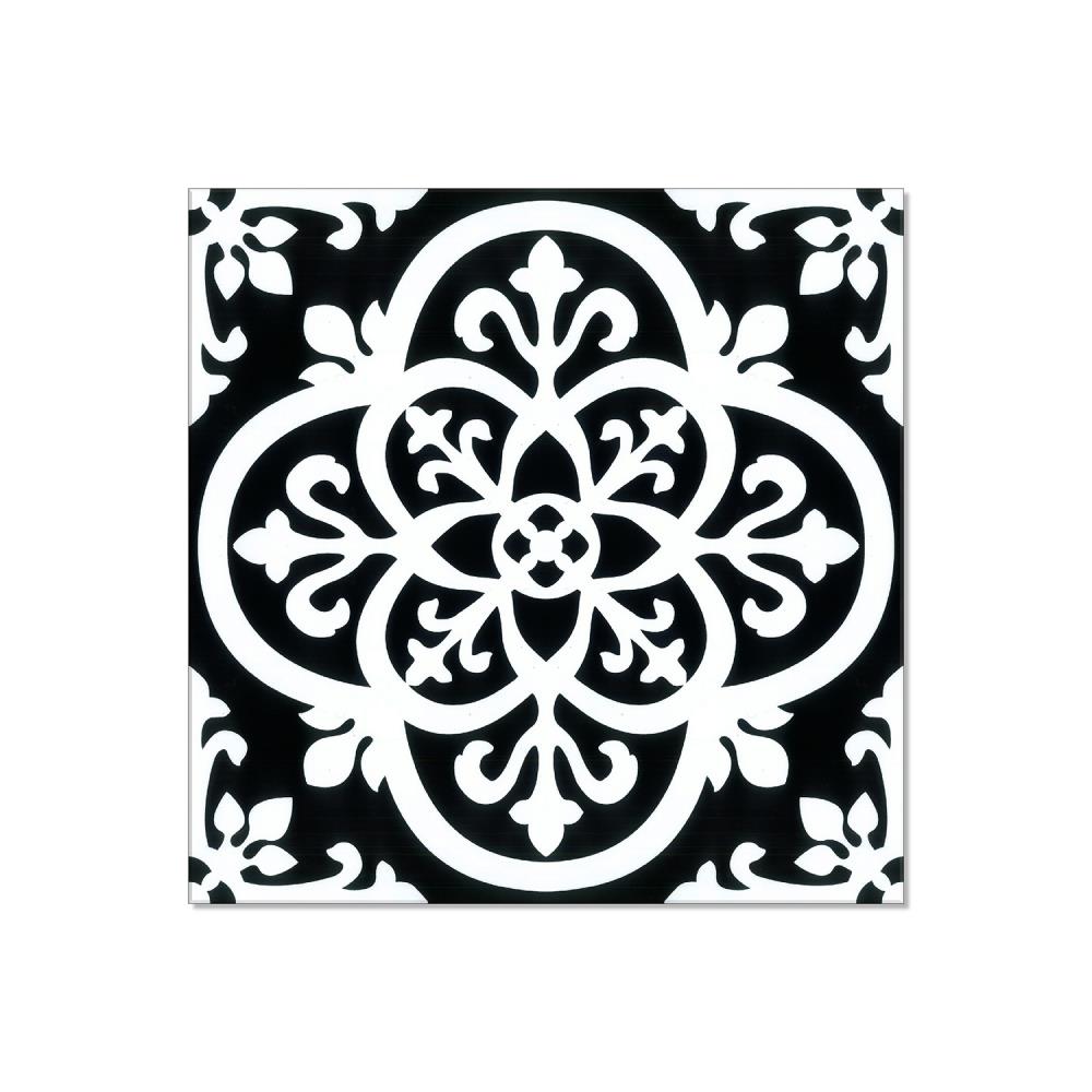 Lucida USA (Sample) BaseCore Florentine Black and White Patterned Look 12-mil Water Resistant Peel and Stick Vinyl Tile