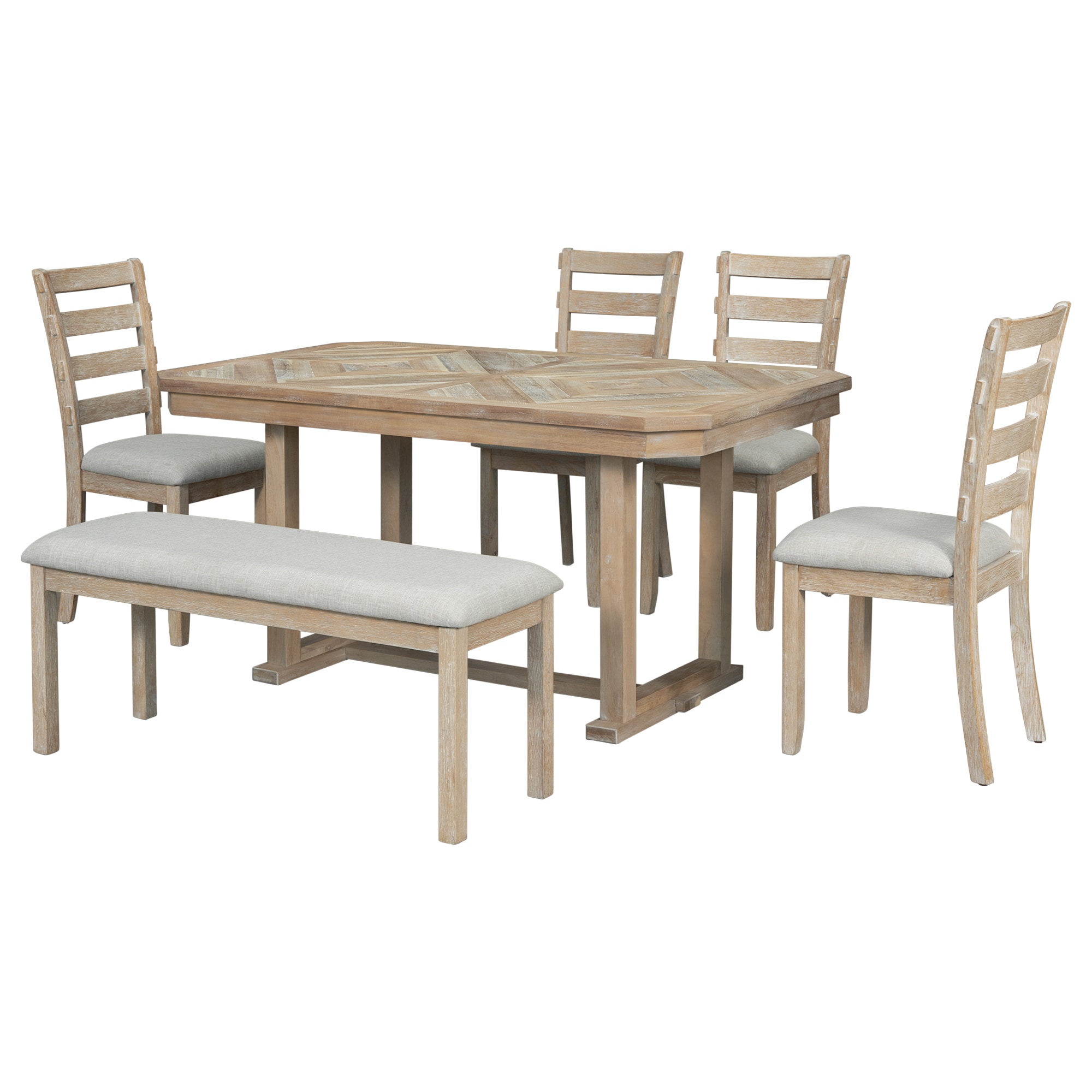 Siavonce XH49AAD Natural Wood Wash Contemporary/Modern Dining Room Set with Rectangular Table ( Seats 6 )