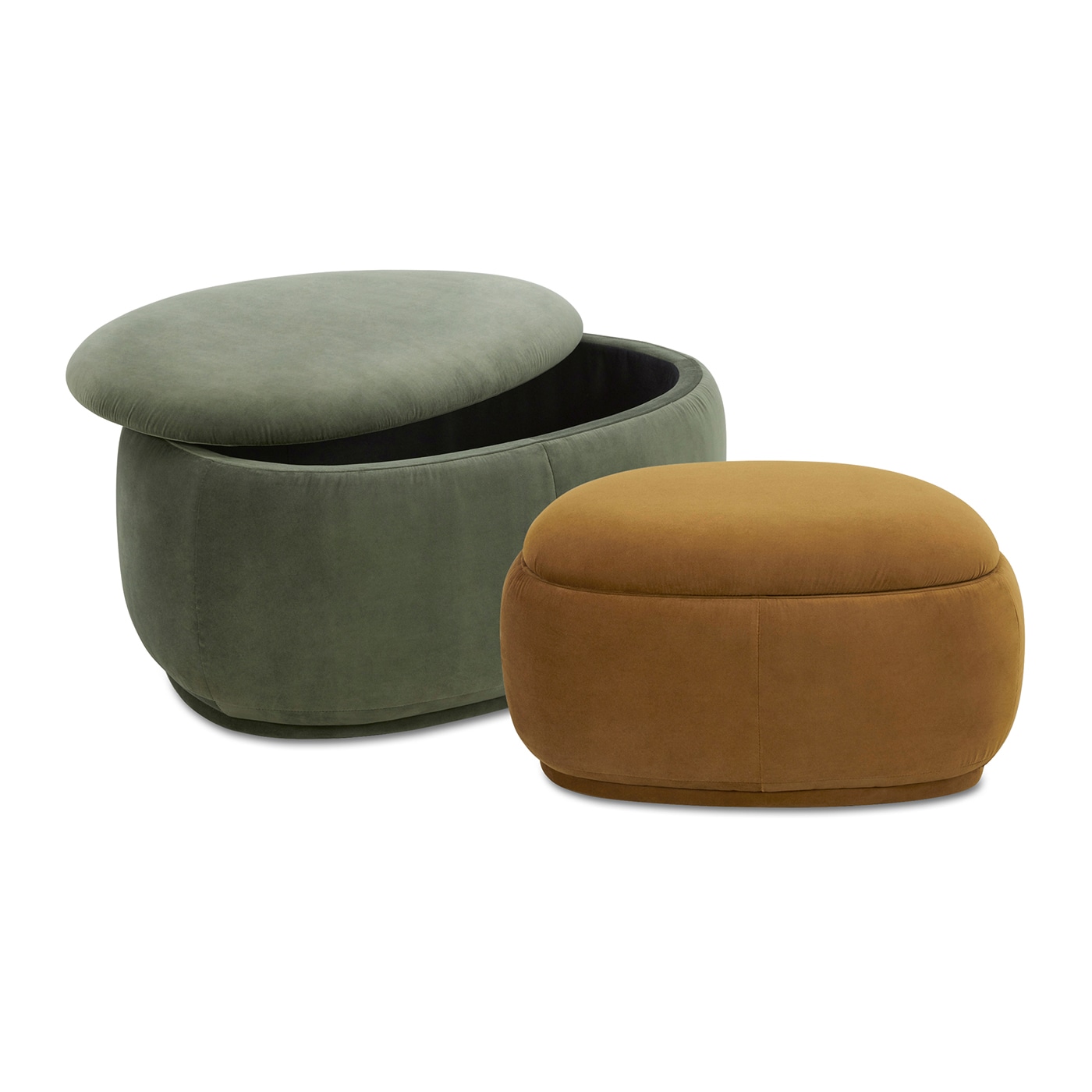 Jennifer Taylor Home LKOG-84540S Bauble Scandinavian Sage Green Earthy Yellow Microfiber Velvet Velvet Oval Storage Ottoman