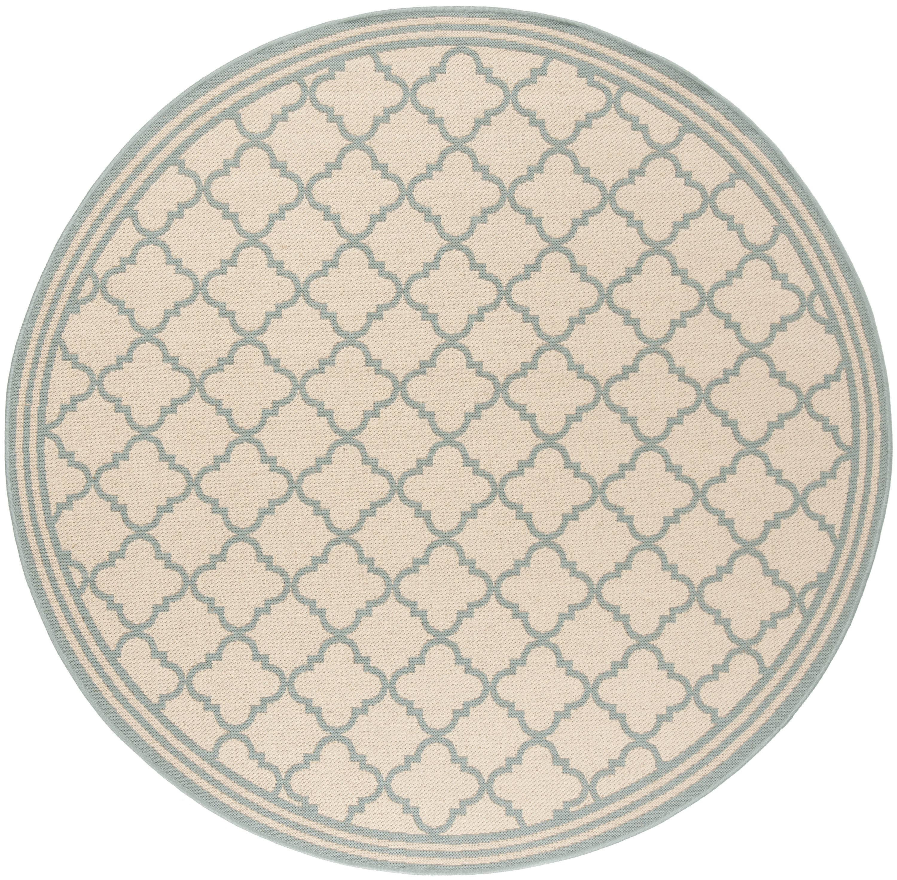 Safavieh LND121L-6R Linden Lattice 7 x 7 (ft) Loomed Polypropylene Cream/Aqua Round Indoor Trellis Bohemian/Eclectic Area rug
