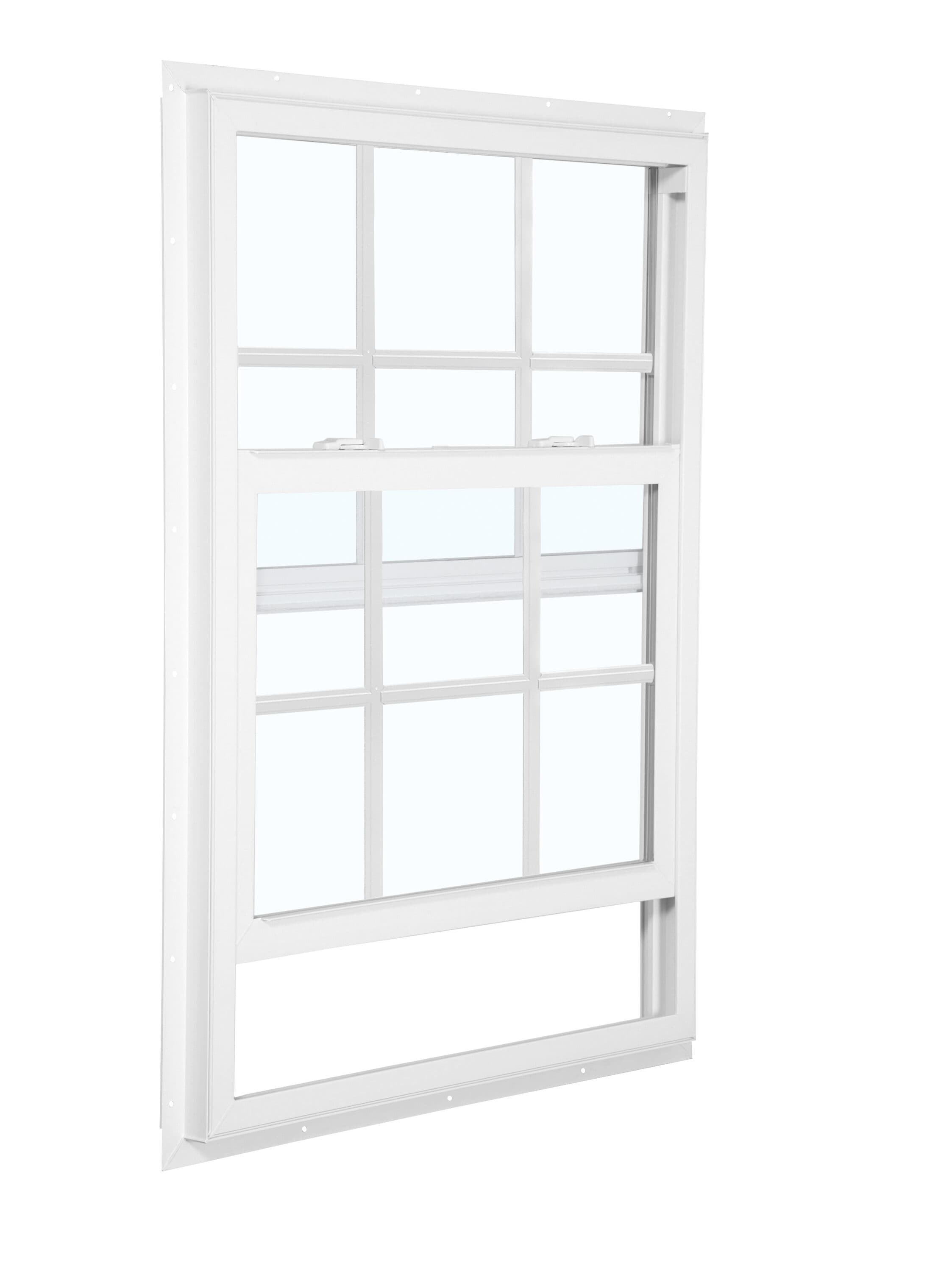 RELIABILT 719801246752105SH 105 Series 31-1/2-in x 71-1/2-in White Exterior Vinyl New construction Single Hung Window Low-E argon Double Pane Glass with Grids, (Half Screen Included)