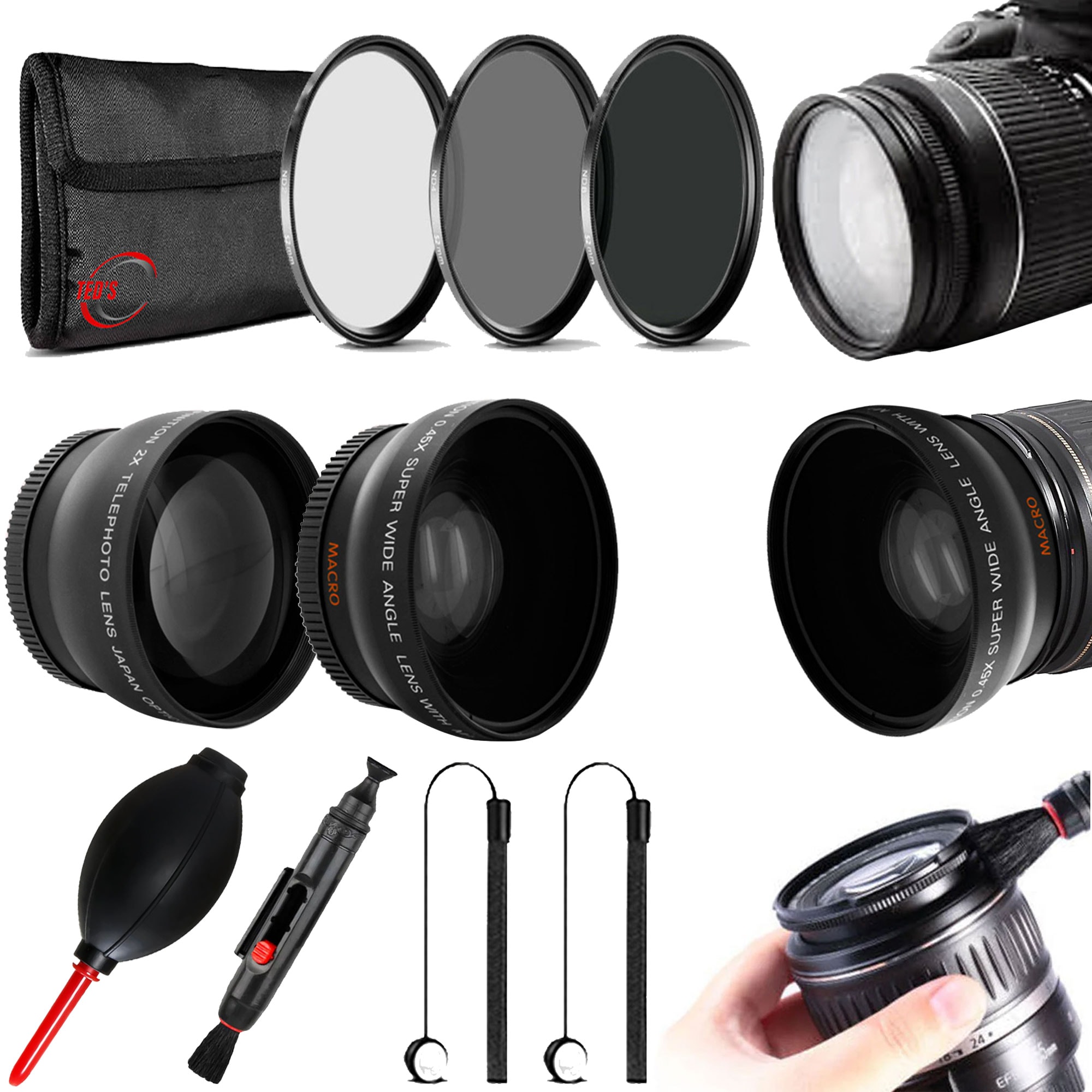 Vivitar  43mm UV CPL ND8 Filter Kit Multi Coated HD Lenses for Canon Nikon Sony Pentax  43mm 0 43X Professional Wide Angle Lens with Macro  43mm HD Multi Coated 2 2X Professional Telephoto Lens
