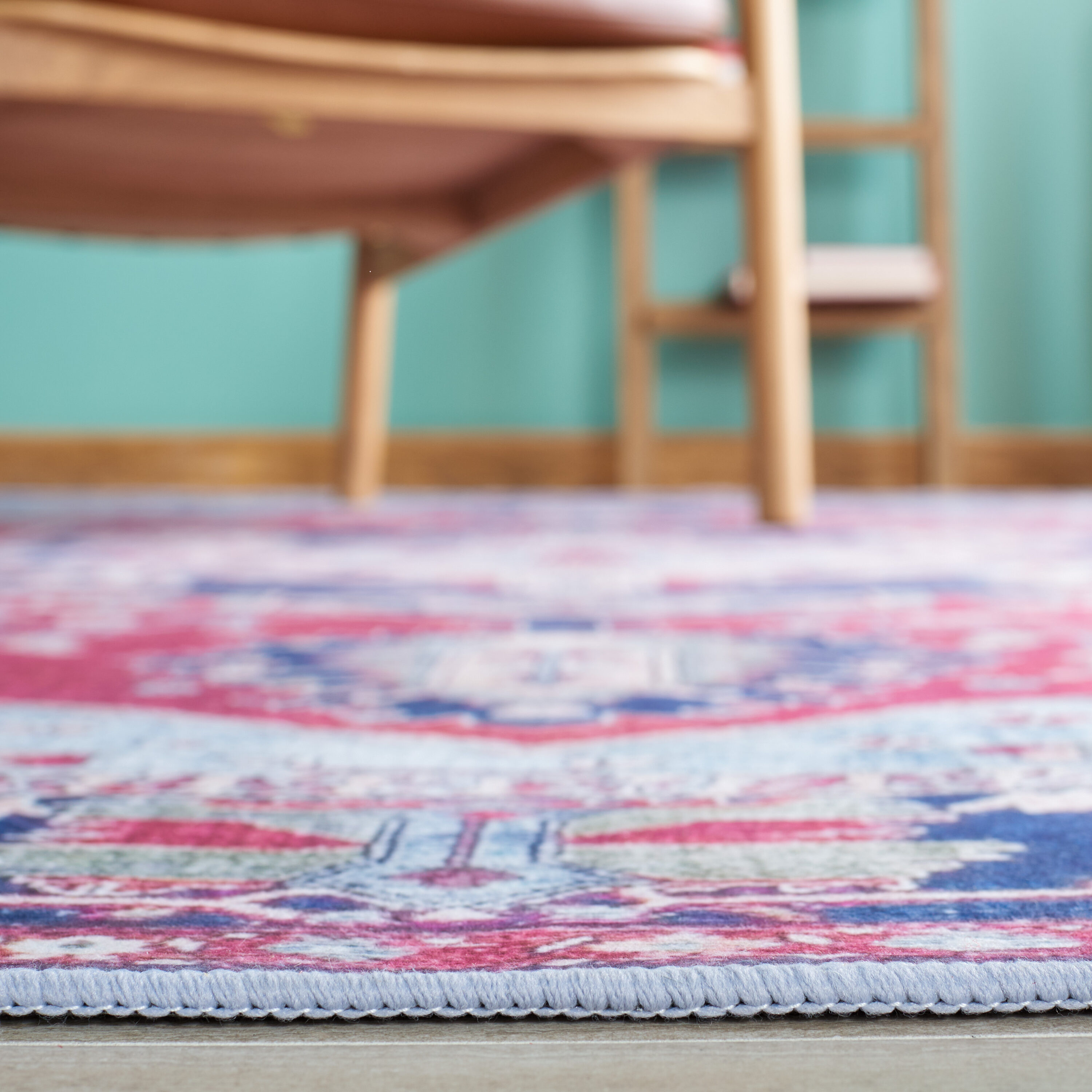 Tucson Elegant Red Synthetic 30" Washable Runner Rug