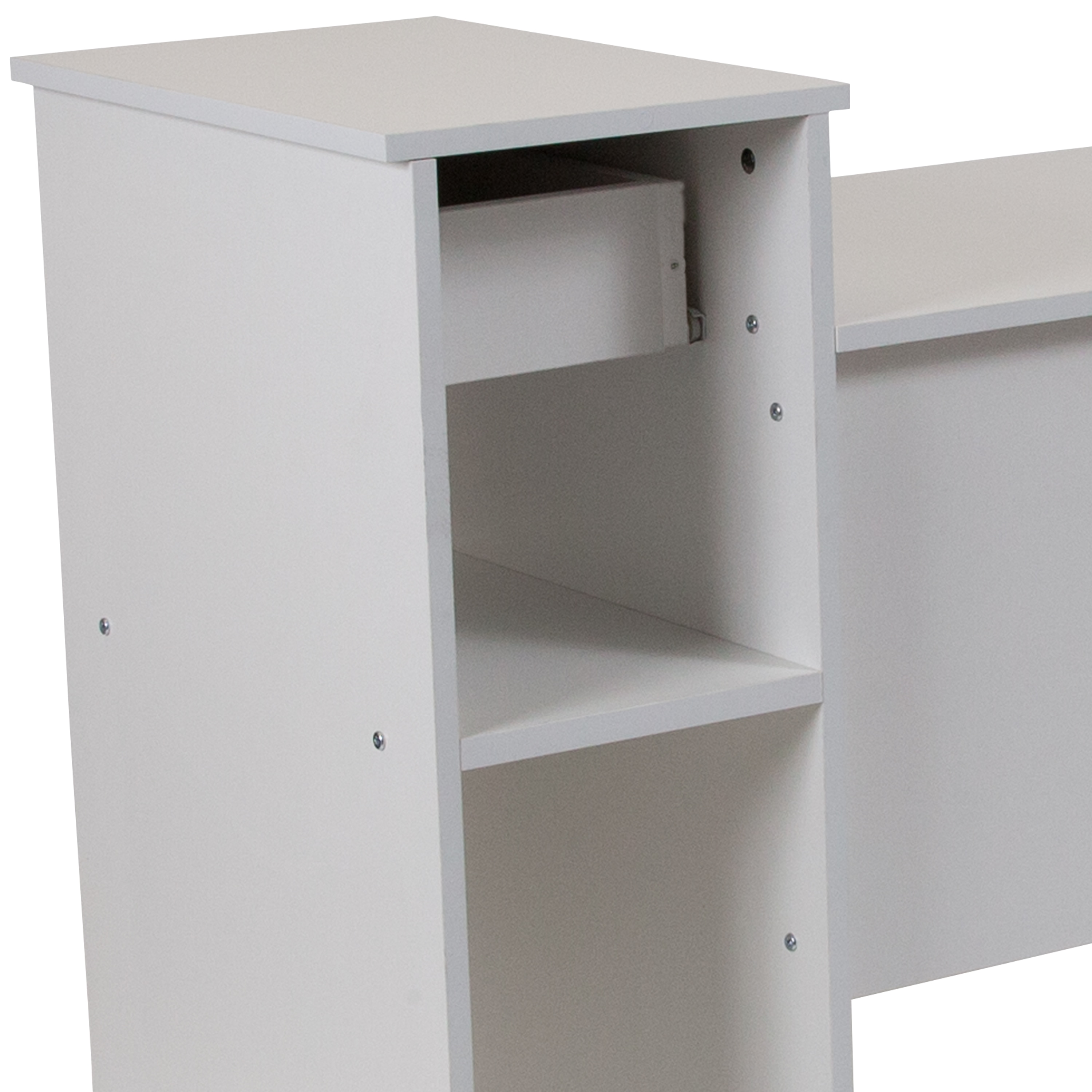 White Wood Computer Desk with Drawer and Keyboard Tray