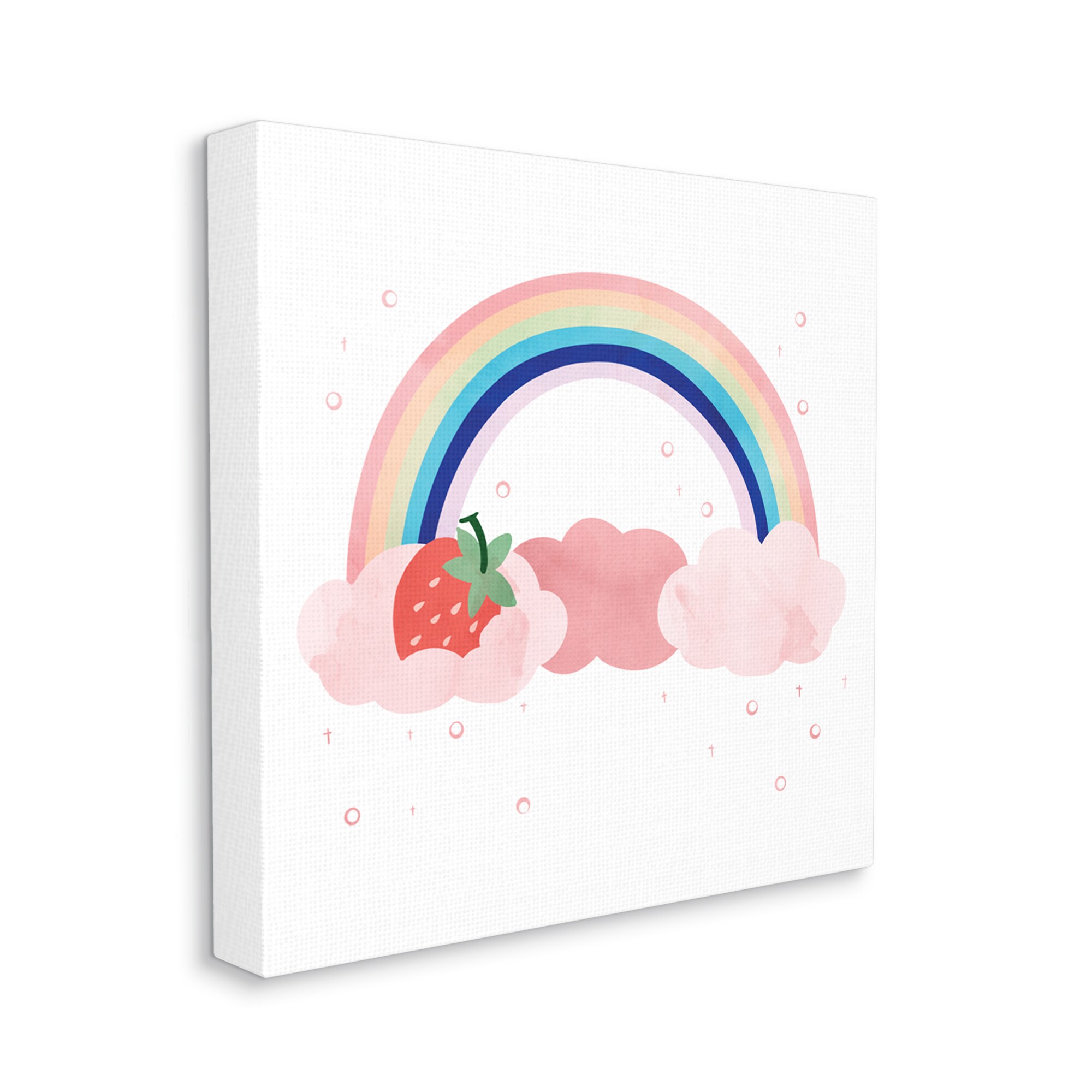 Stupell Industries Strawberry and Rainbow Pink Cloud Polka