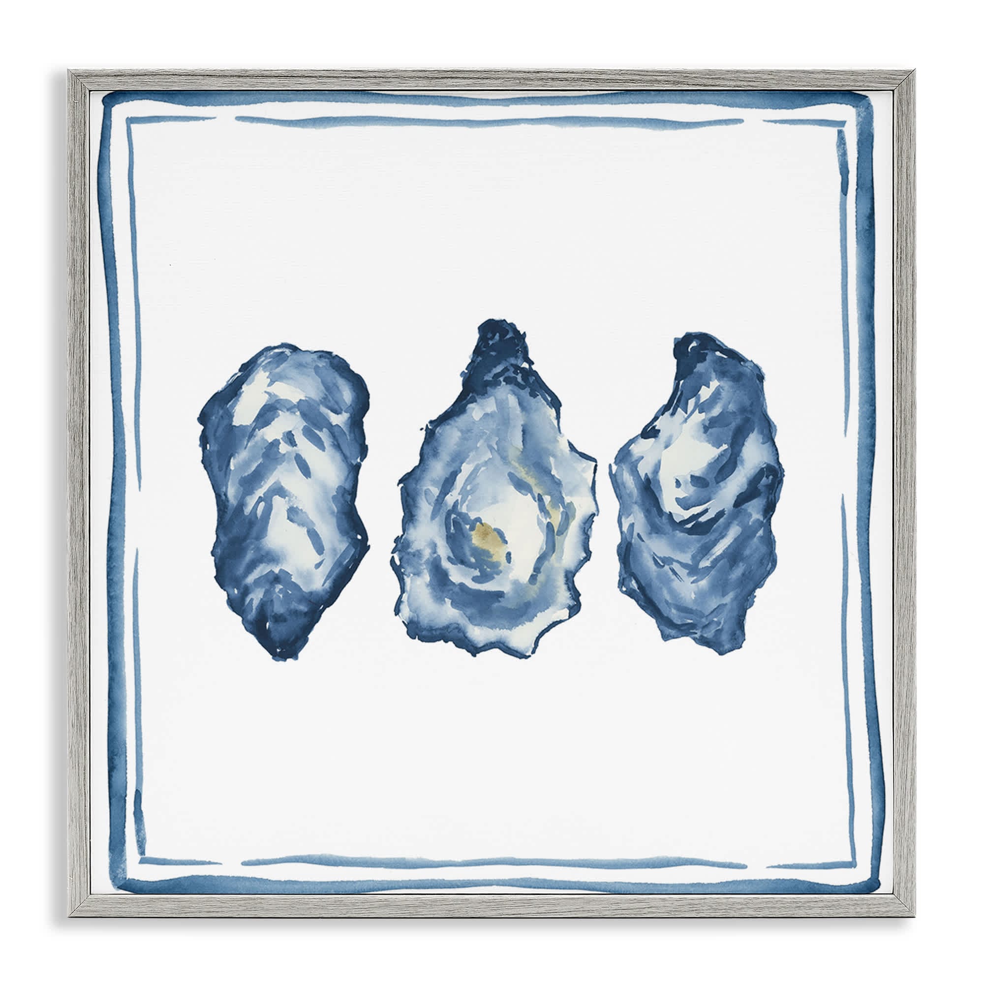 Stupell Industries BS-831-GFF-12X12 Oyster Shell Trio Gray Framed Giclee Art By Lucille Price 12 x 12