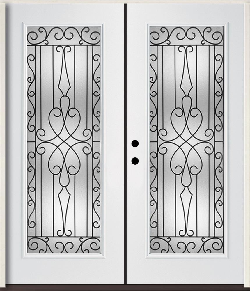 Wyngate 72-in x 80-in Fiberglass Full Lite Right-Hand Inswing Modern White Painted Prehung Double Front Door Insulating Core | - RELIABILT LO841887