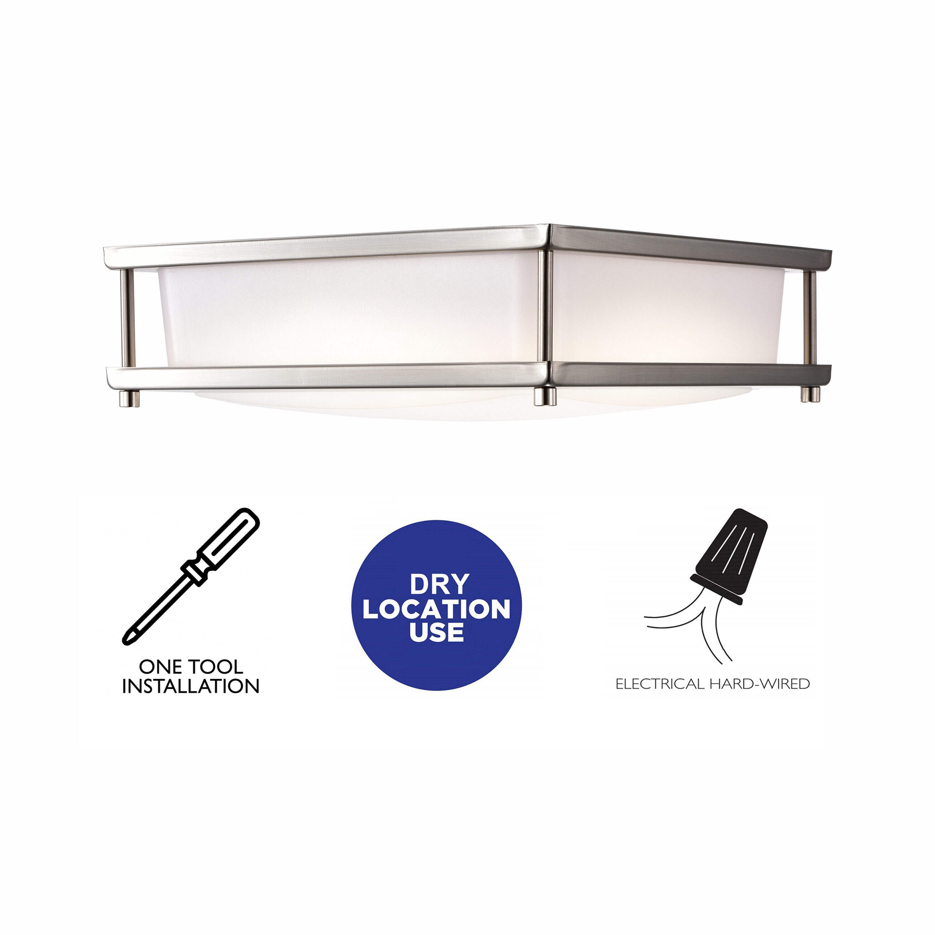 Sleek 12" Silver Glass LED Flush Mount Ceiling Light, Dimmable