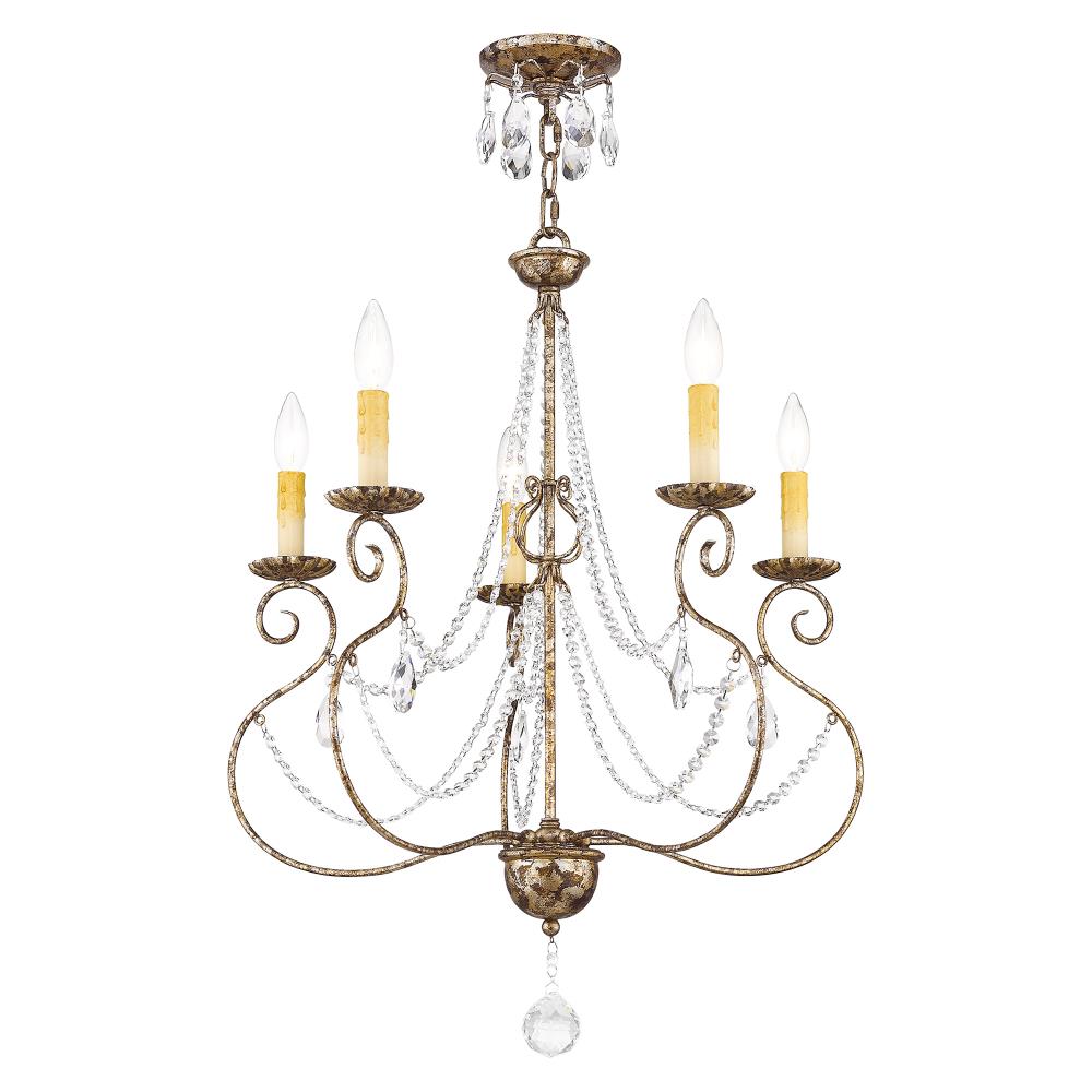 Isabella European Bronze 5-Light Crystal Chandelier