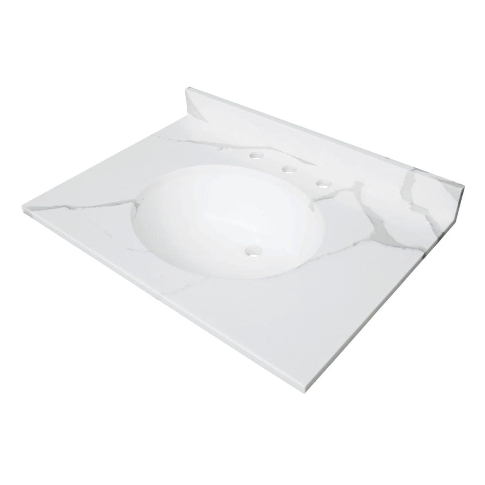 Kingston Brass  KVPB3122L38 Norbiton 31 Inch Solid Surface Vanity Top with Backsplash