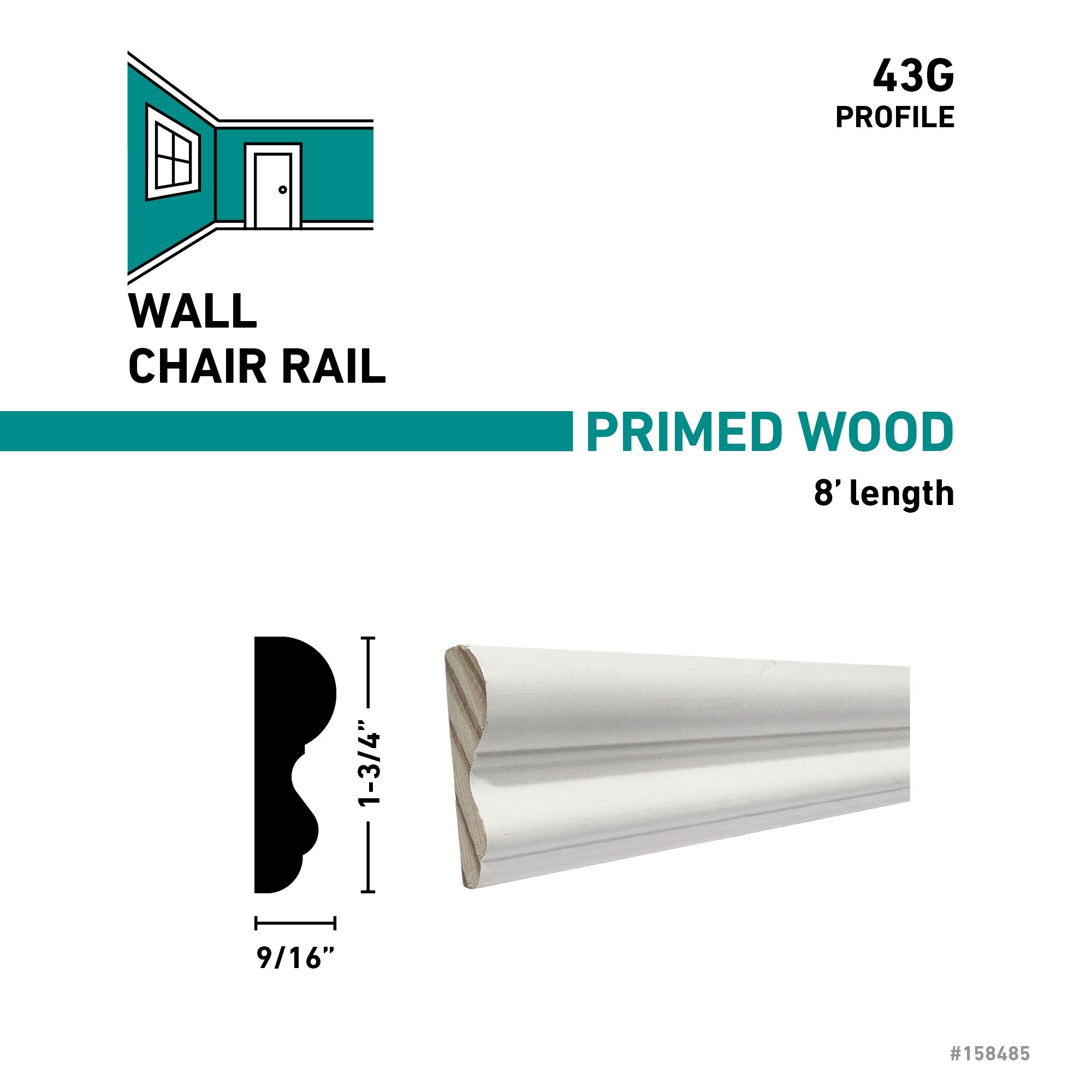 Ornamental Mouldings 9/16-in T x 1-3/4-in W x 8-ft L Primed White