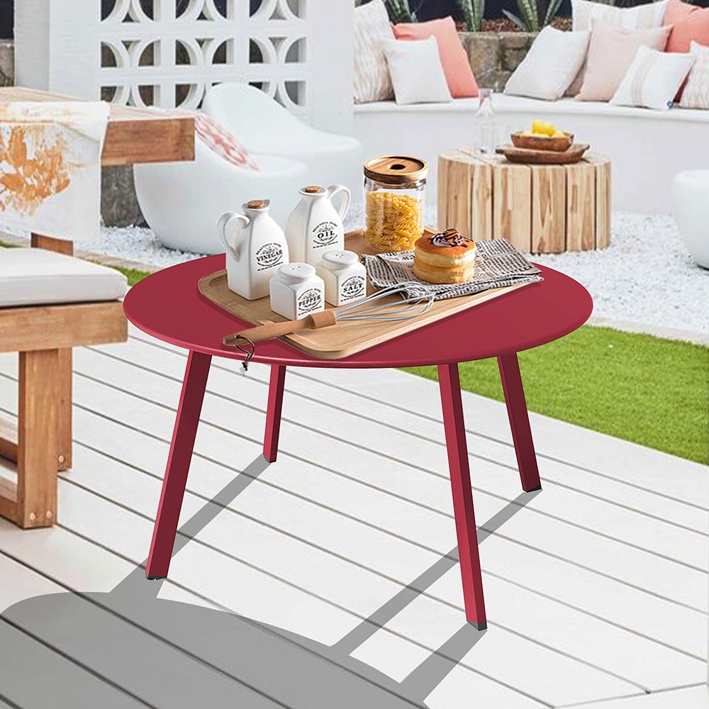 Round Outdoor End Table 27.6-in W x 27.6-in L | - Sunrinx MG56-41-FP