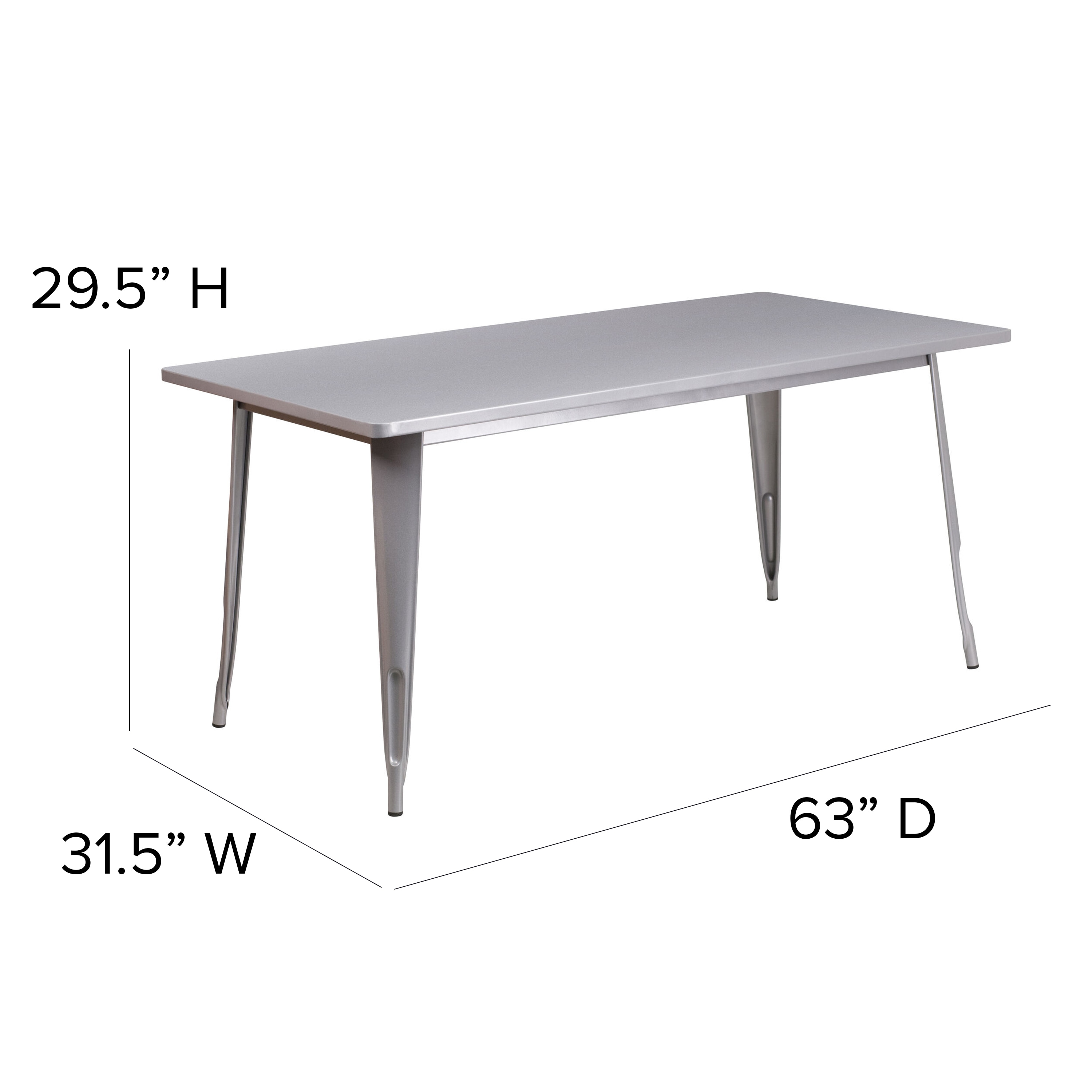 Flash Furniture Silver Contemporary/Modern Dining Table, Metal with ...