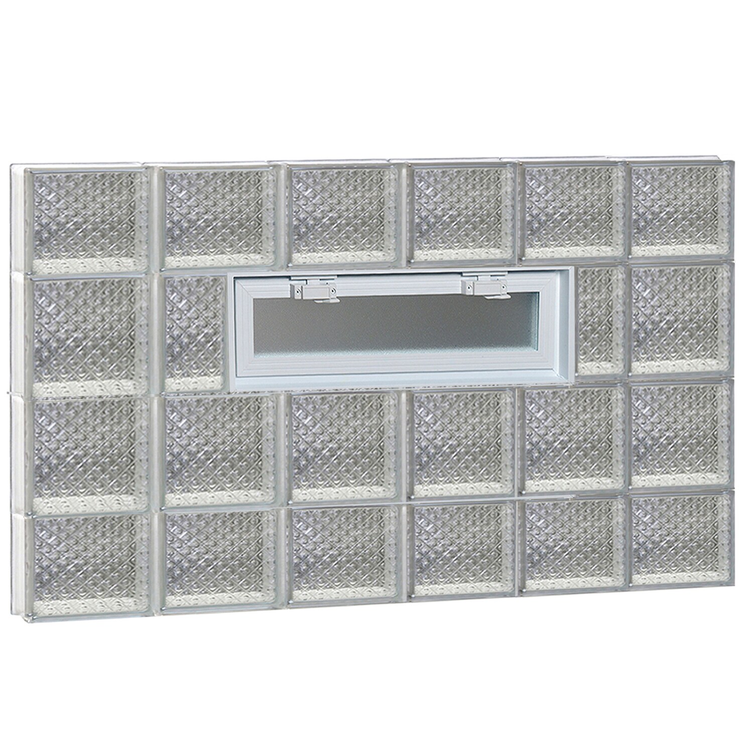 REDI2SET V4828DP Diamond Glass 46-1/2-in x 27-in Frameless Replacement Vented Glass Block Window