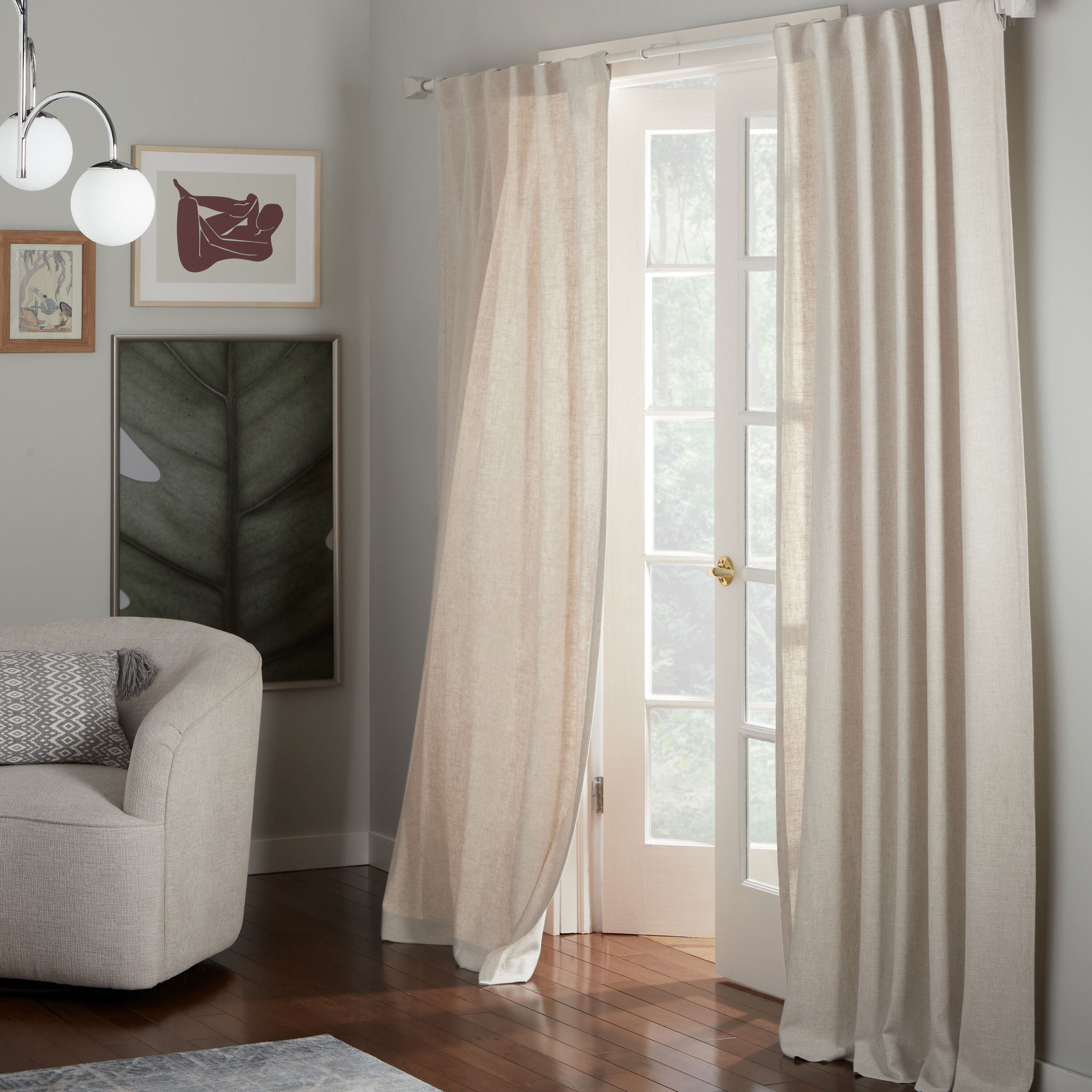 Exclusive Home YC017188WYEHF1 A145  Rhone Heavyweight Textured Cotton-Linen Light Filtering Hidden Tab Top Curtain Panel, 54 in.x108 in., Linen