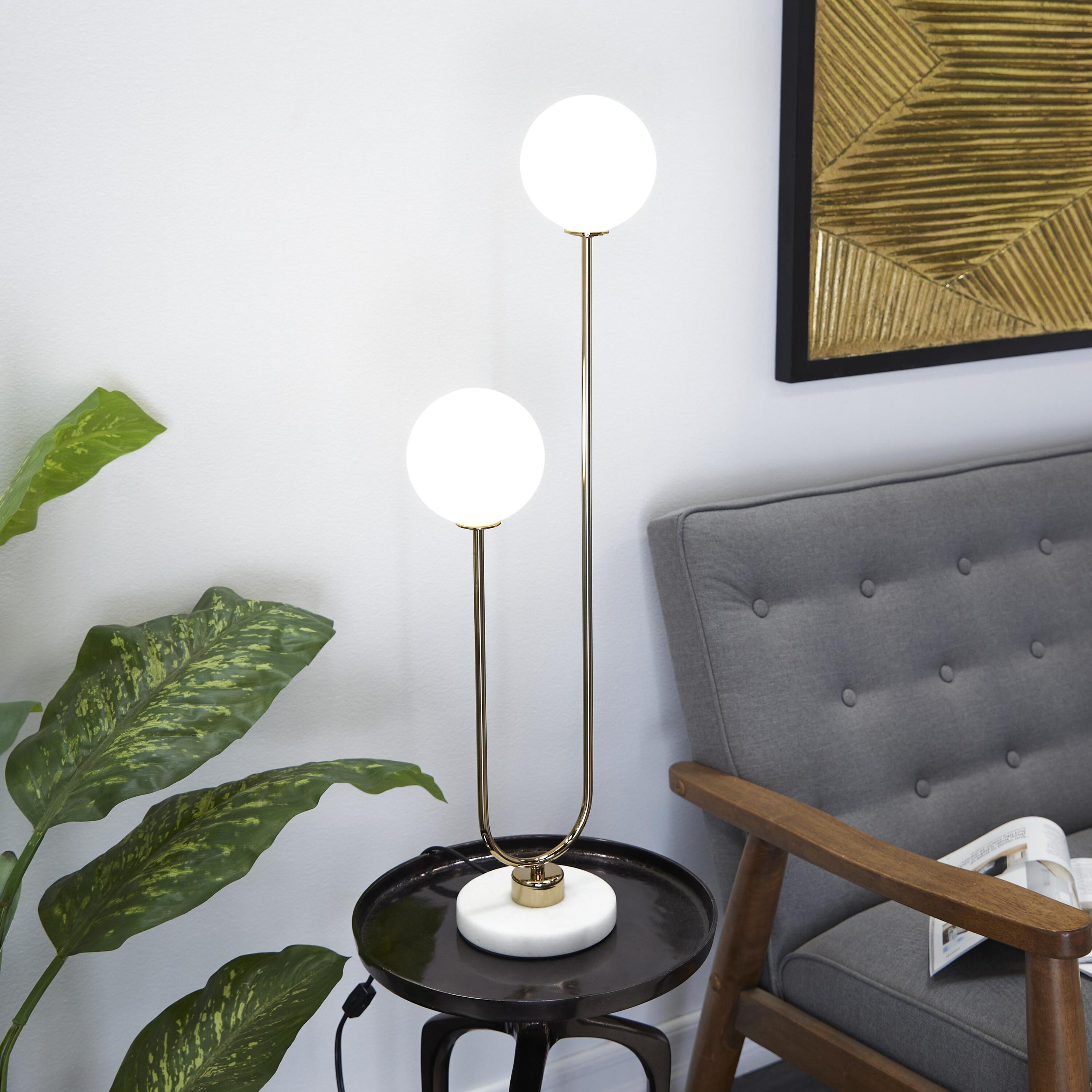 Grayson Lane 29695 31-in Gold with Glass Orb LED On/Off switch Table Lamp with Resin Shade