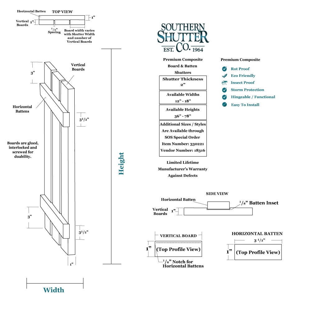 Southern Shutter CBB1555UNF Exterior-Shutters - View #2