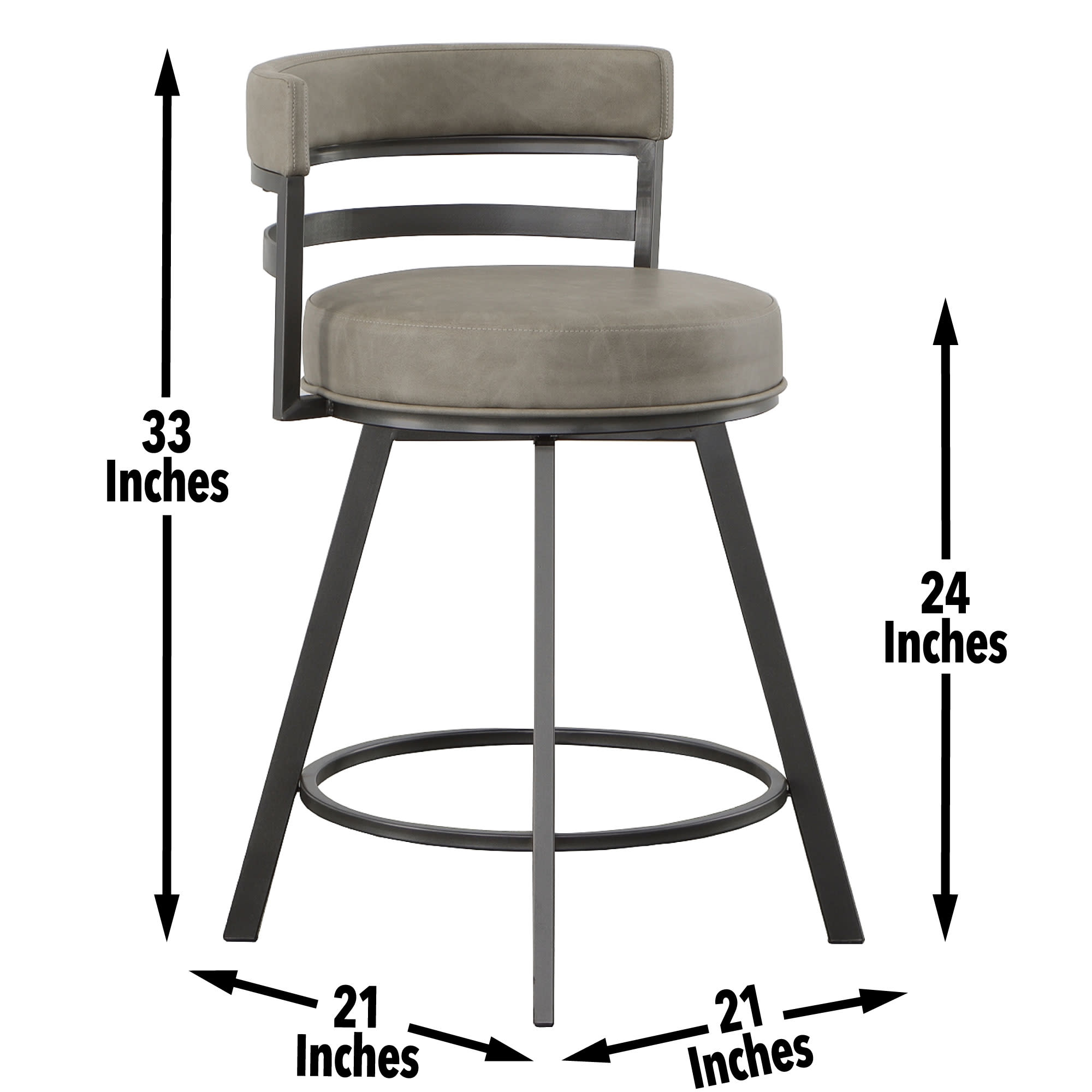 Transitional Beige Faux Leather Swivel Counter Stool