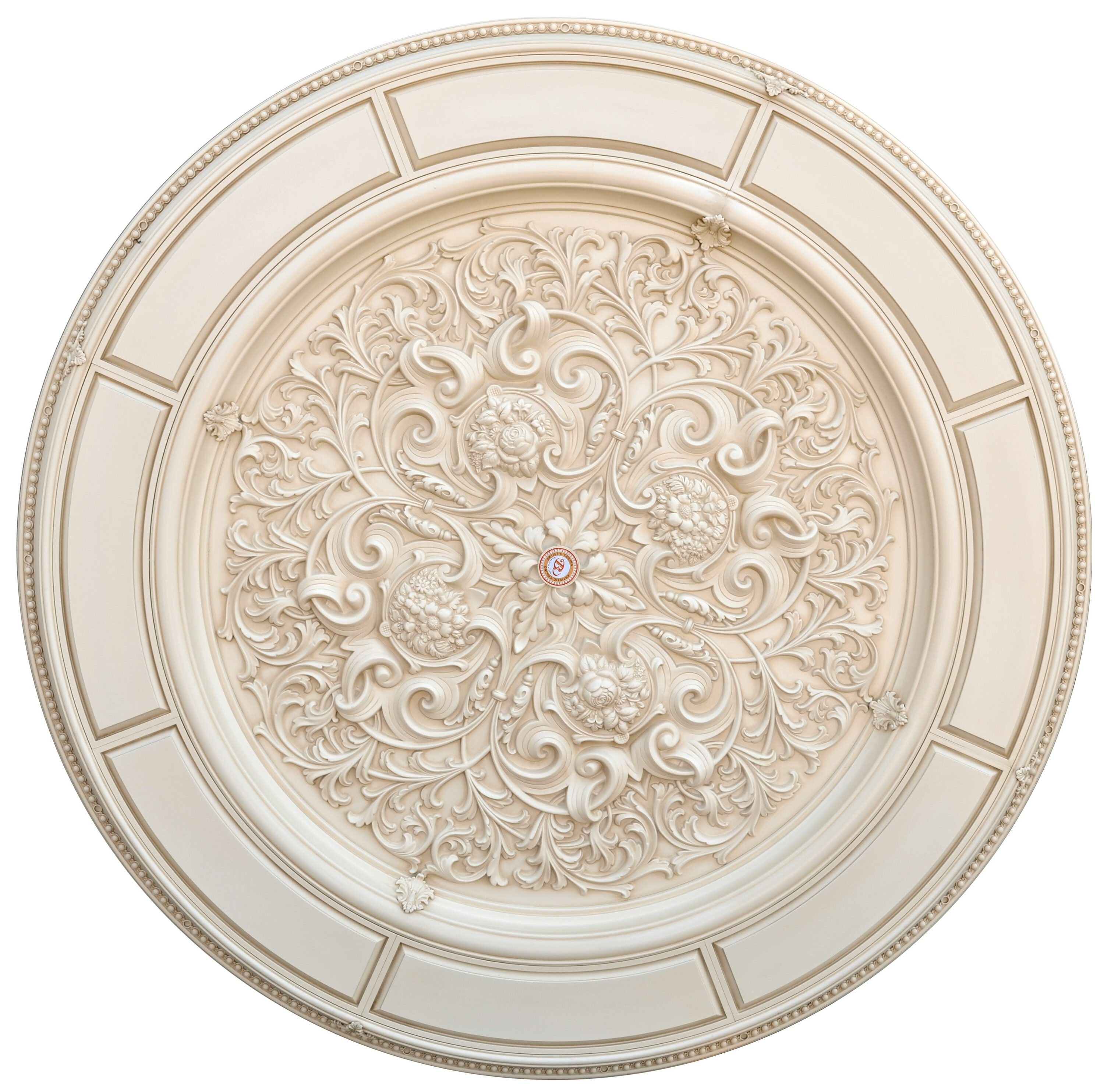 Alluring Carve Cream Round Ceiling Medallion