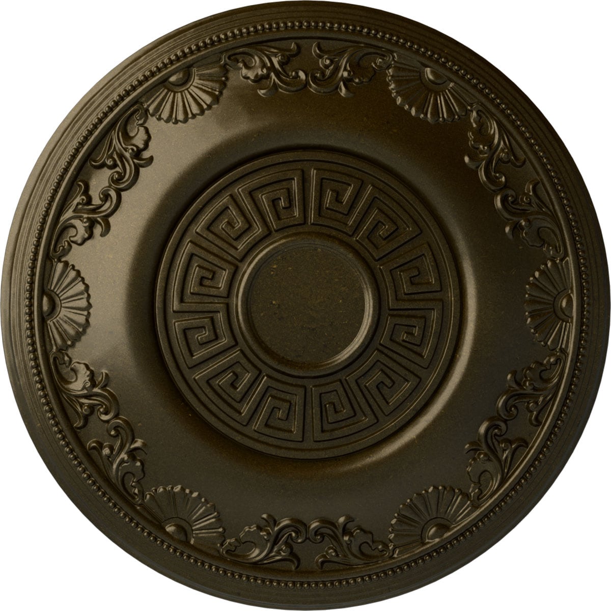 Ekena Millwork CM25NEGGS Nestor 25.875-in W x 25.875-in L Painted Green Gold Polyurethane Whole Ceiling Medallion
