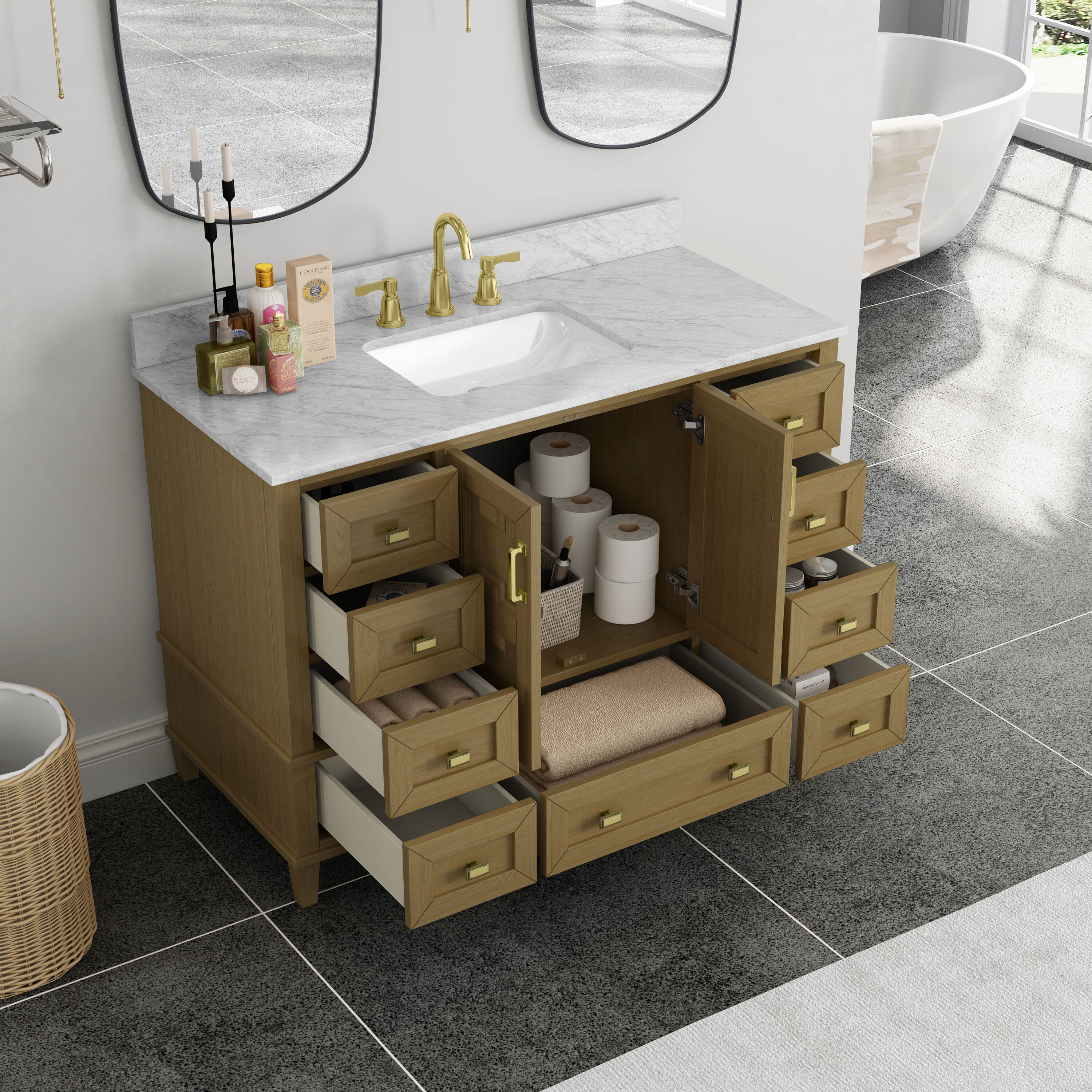 allen + roth Haines 48-in Sand Undermount Single Sink Bathroom Vanity ...