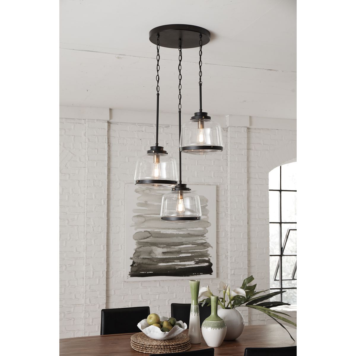 Progress Lighting Judson Antique Bronze Transitional Clear Glass Drum Pendant Light In The Pendant Lighting Department At Lowes Com