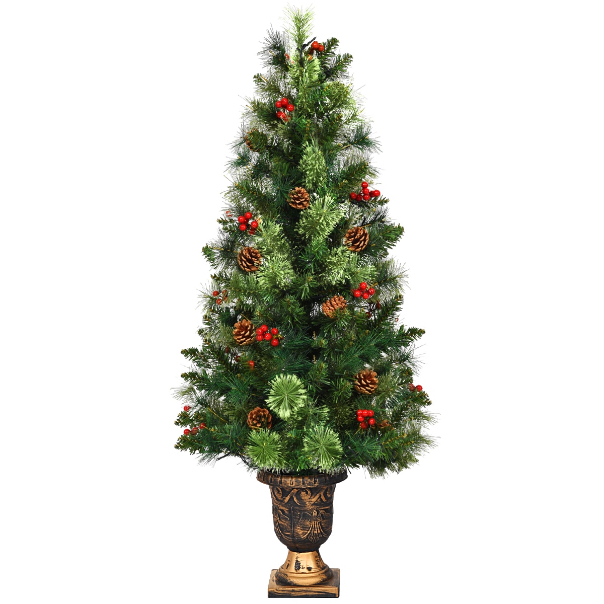 Goplus LWS00813 5-Feet Pre-lit Artificial Christmas Tree with White LED Lights