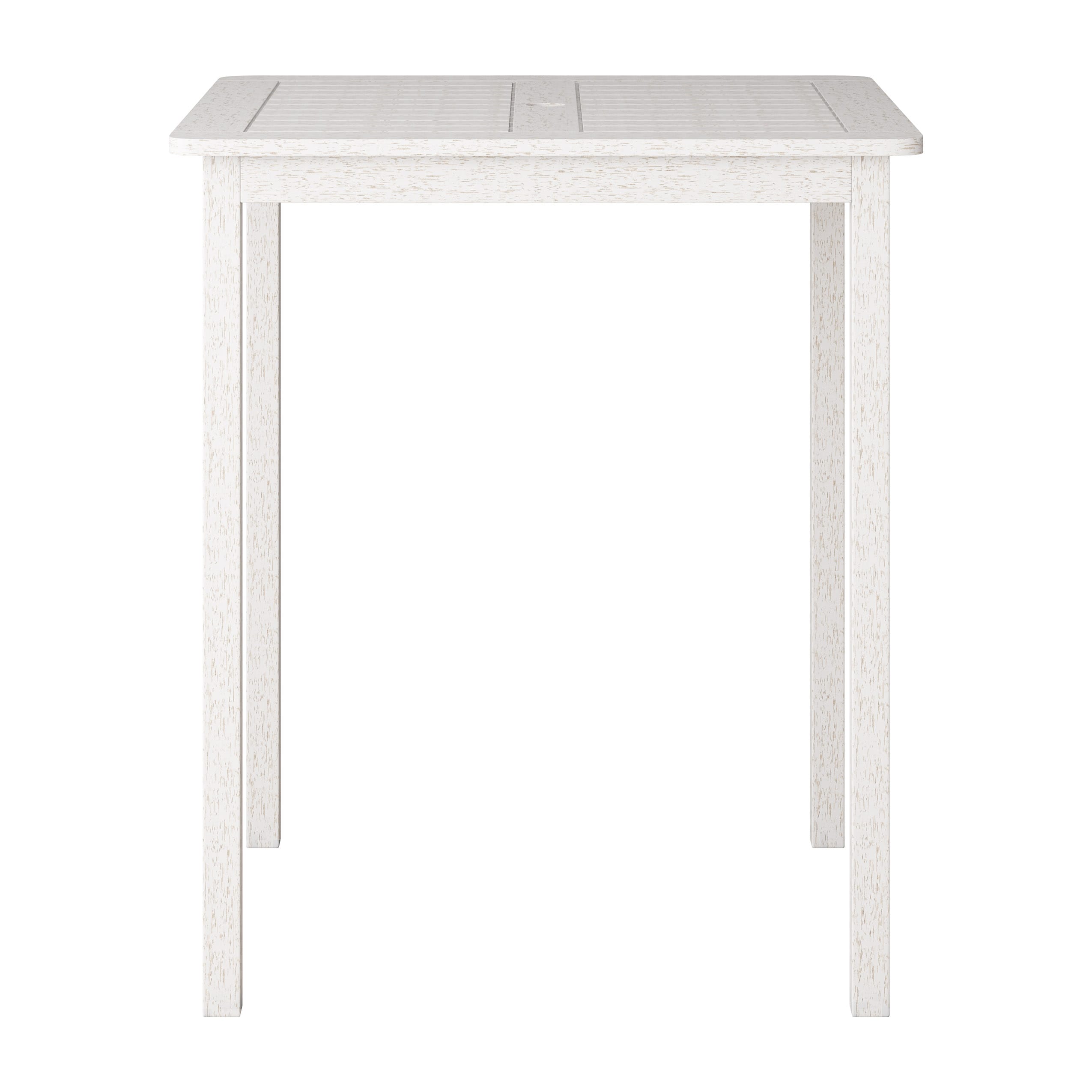 Whitewashed Hardwood Outdoor Square Bar Height Table with Umbrella Hole