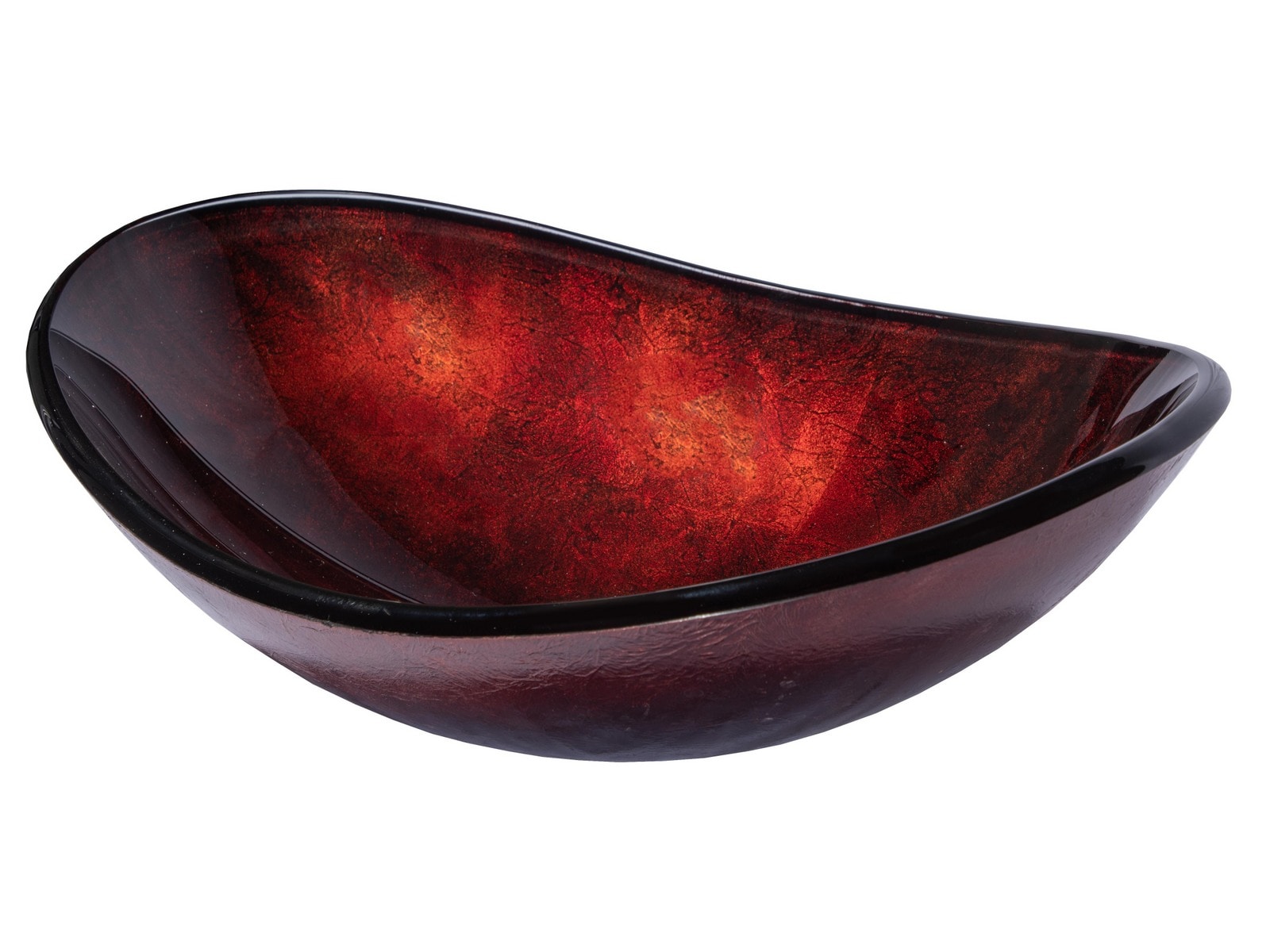Red Copper Textured Glass Oval Vessel Sink