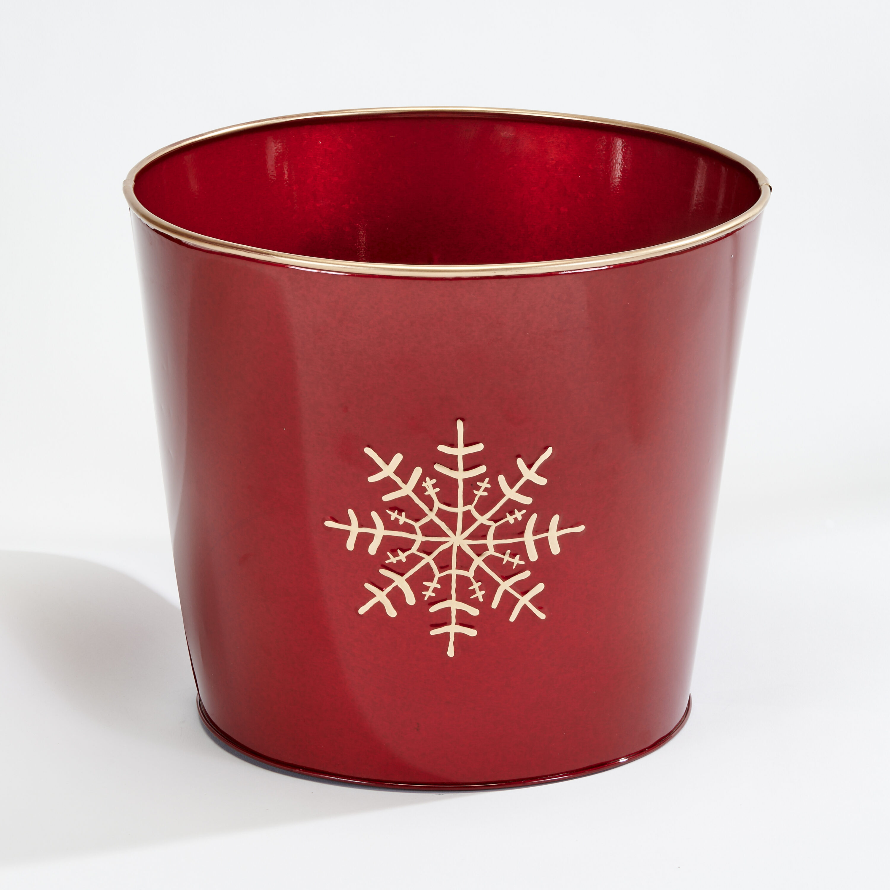 Worth Imports 2861C 2 -Pack Round 12.0-Inches W Large Red Metal Indoor/Outdoor Planter with Drainage Holes