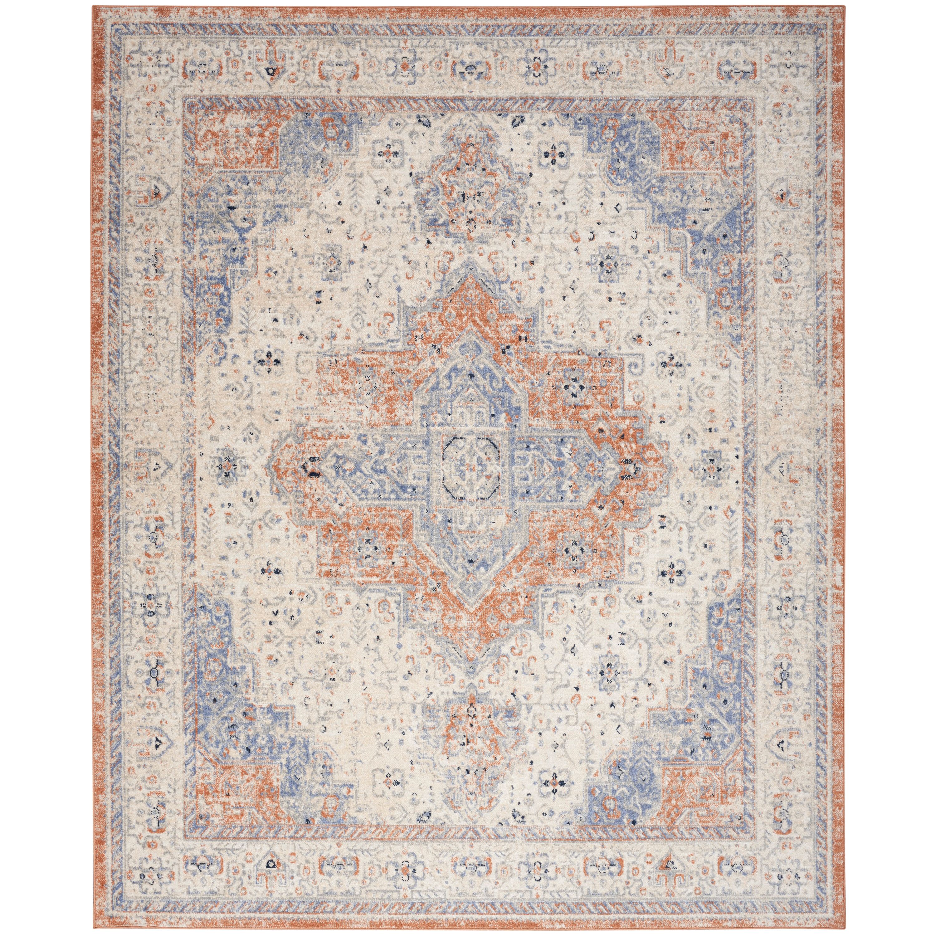 Nourison 099446965530 6' x 9' Essentials Persian Vintage Indoor Outdoor Area Rug Beige Blue