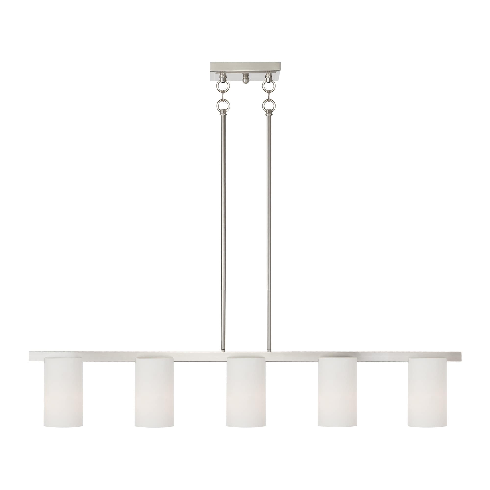 Livex Lighting 1327-91 Astoria 5 -Light Brushed nickel Modern/contemporary Opal glass Linear Large Hanging Kitchen island light