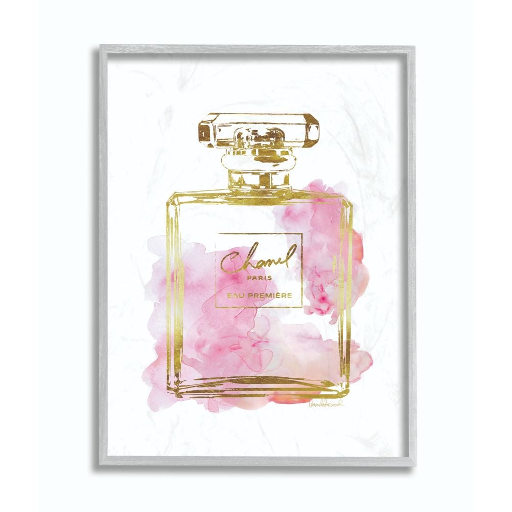 Fashion and Glam Floral French Perfume Gray Perfumes - Painting Print on Canvas Etta Avenue Format: Black Framed Canvas, Size: 20 H x 16 W x 1.5 D