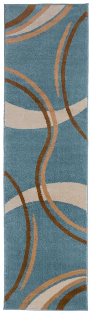 World Rug Gallery Florence 2 X 7 (ft) Blue Indoor Geometric Mid-century