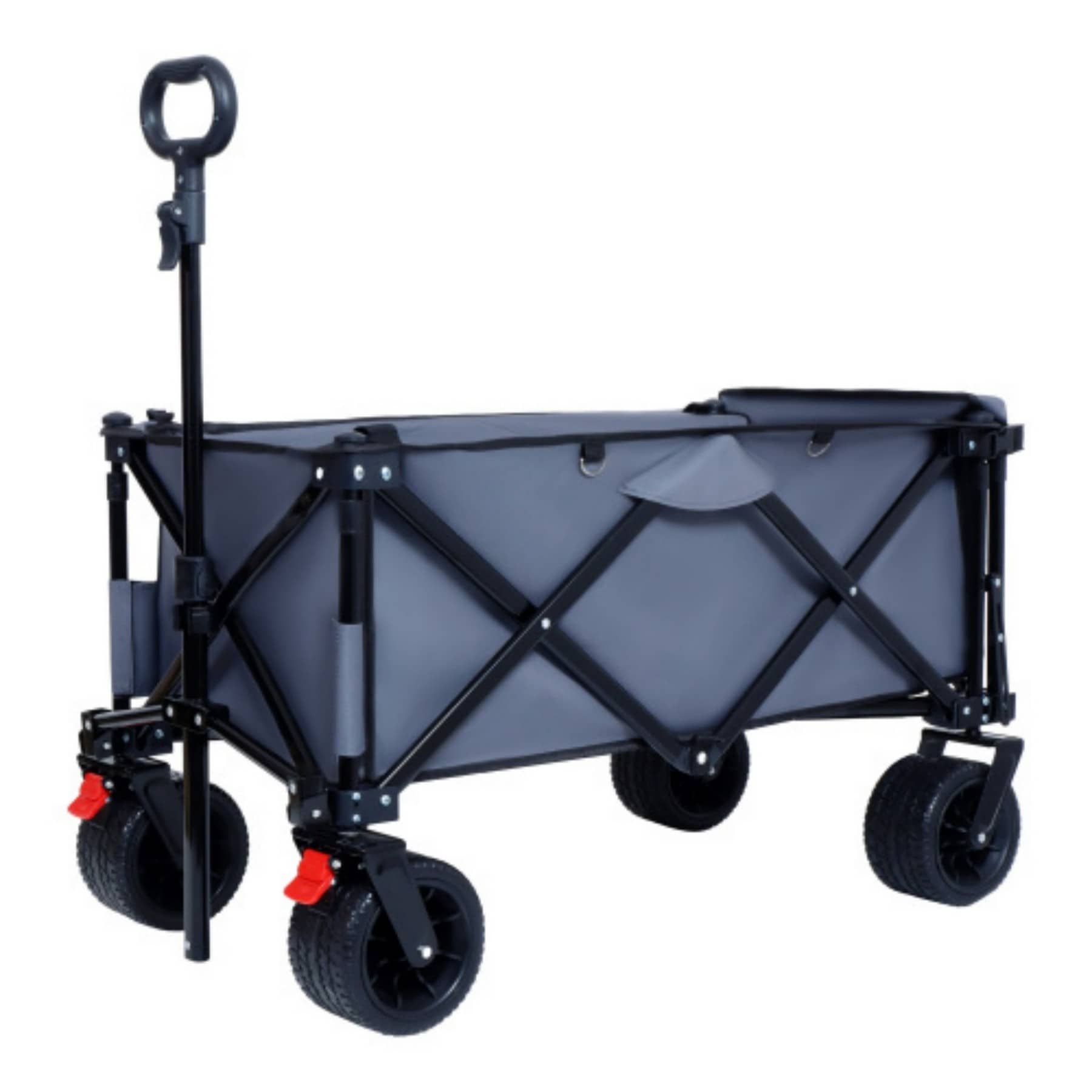 YOSIMFUR - Gray Heavy Duty Foldable Wagon Cart with Extended Tailgate Extra Long Extender Design ...