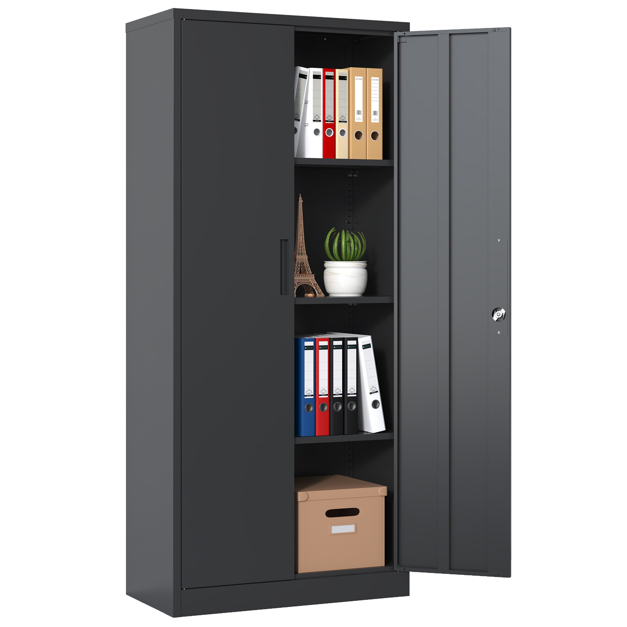 Kahomvis MAKE-QPO2-545 3 -Shelf Black Office Cabinet
