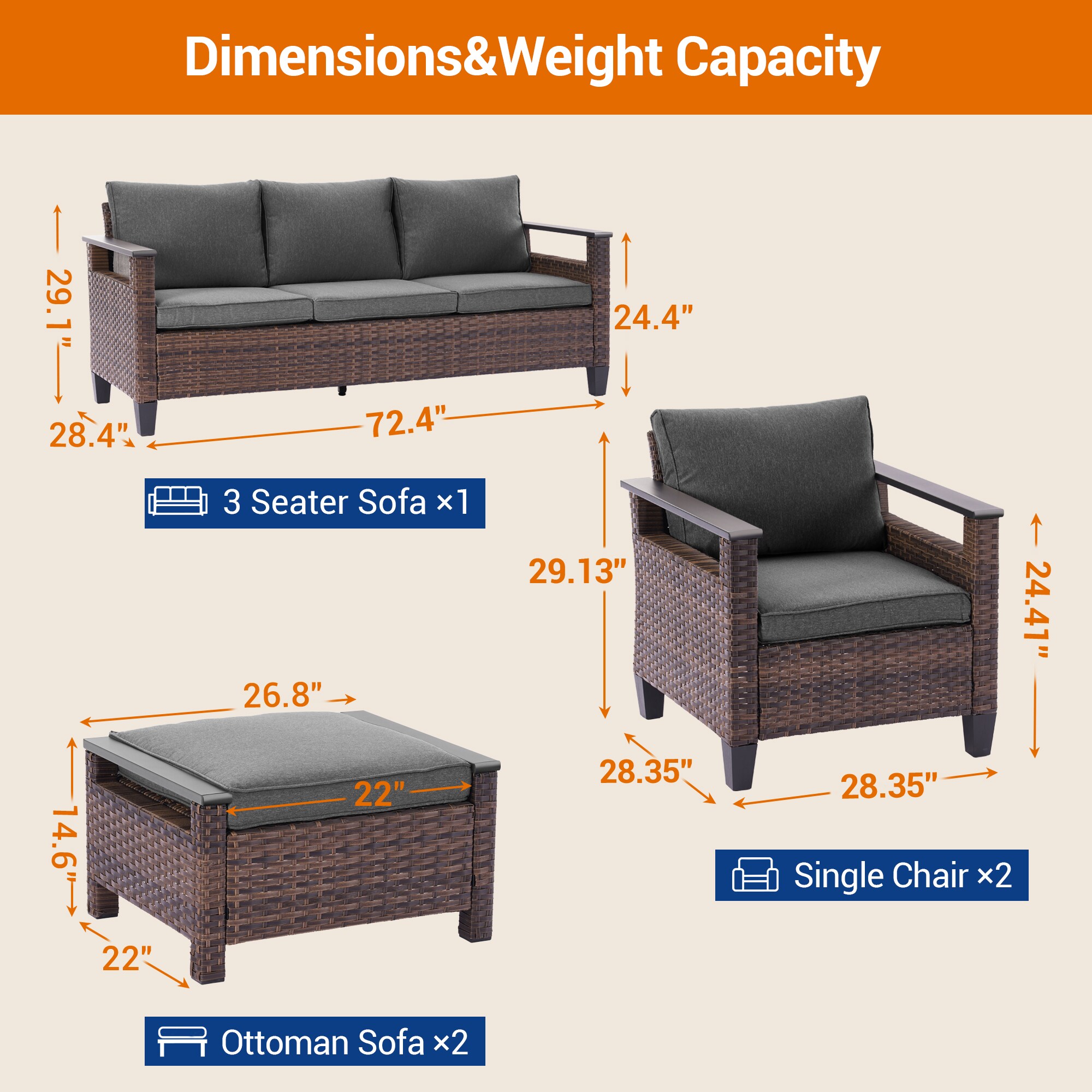 ACEGOSES LW-PS-126BBK Patio-Conversation-Sets - View #2