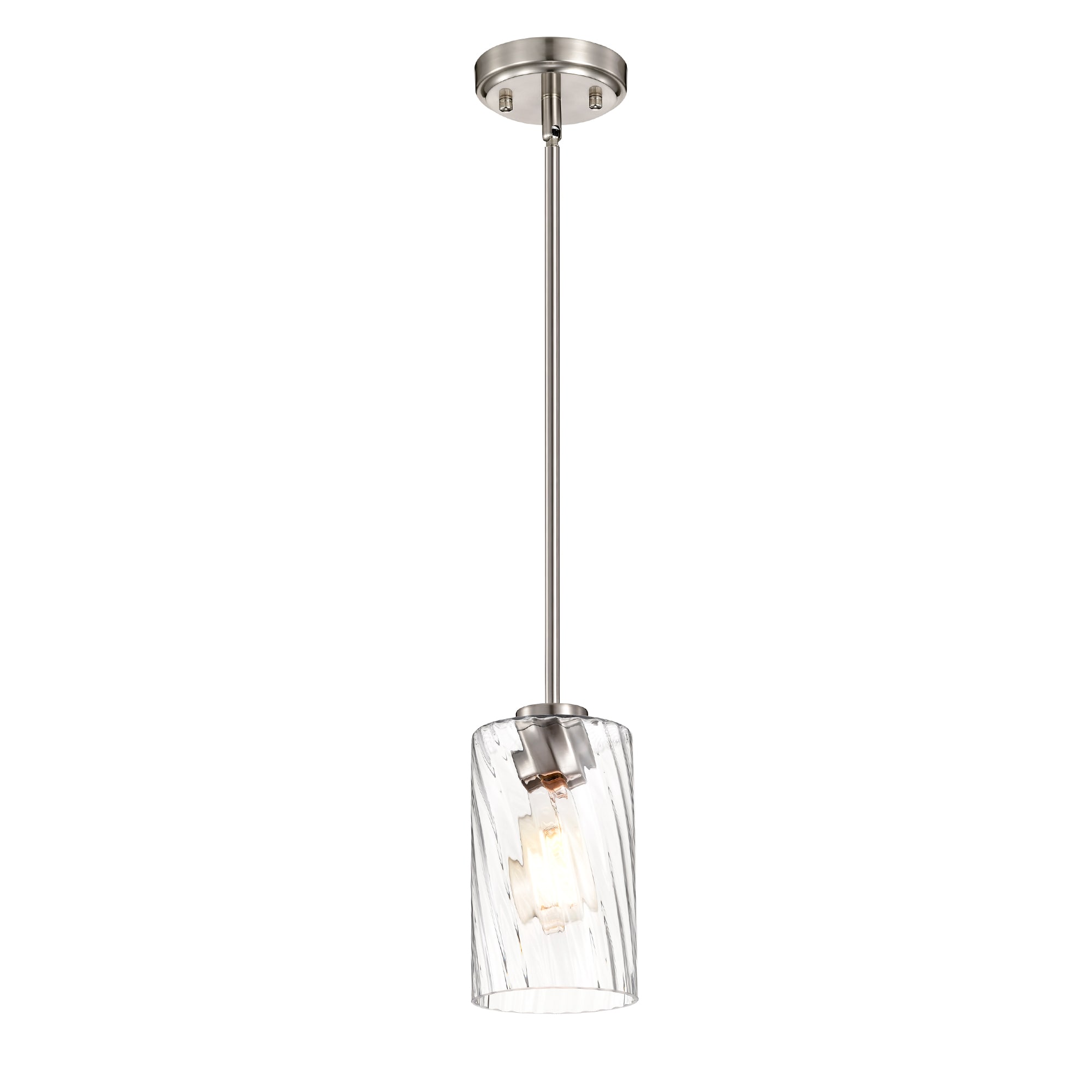 Edvivi 1 -Light Brushed Nickel Modern/contemporary Clear glass Cylinder Mini Hanging Pendant Light