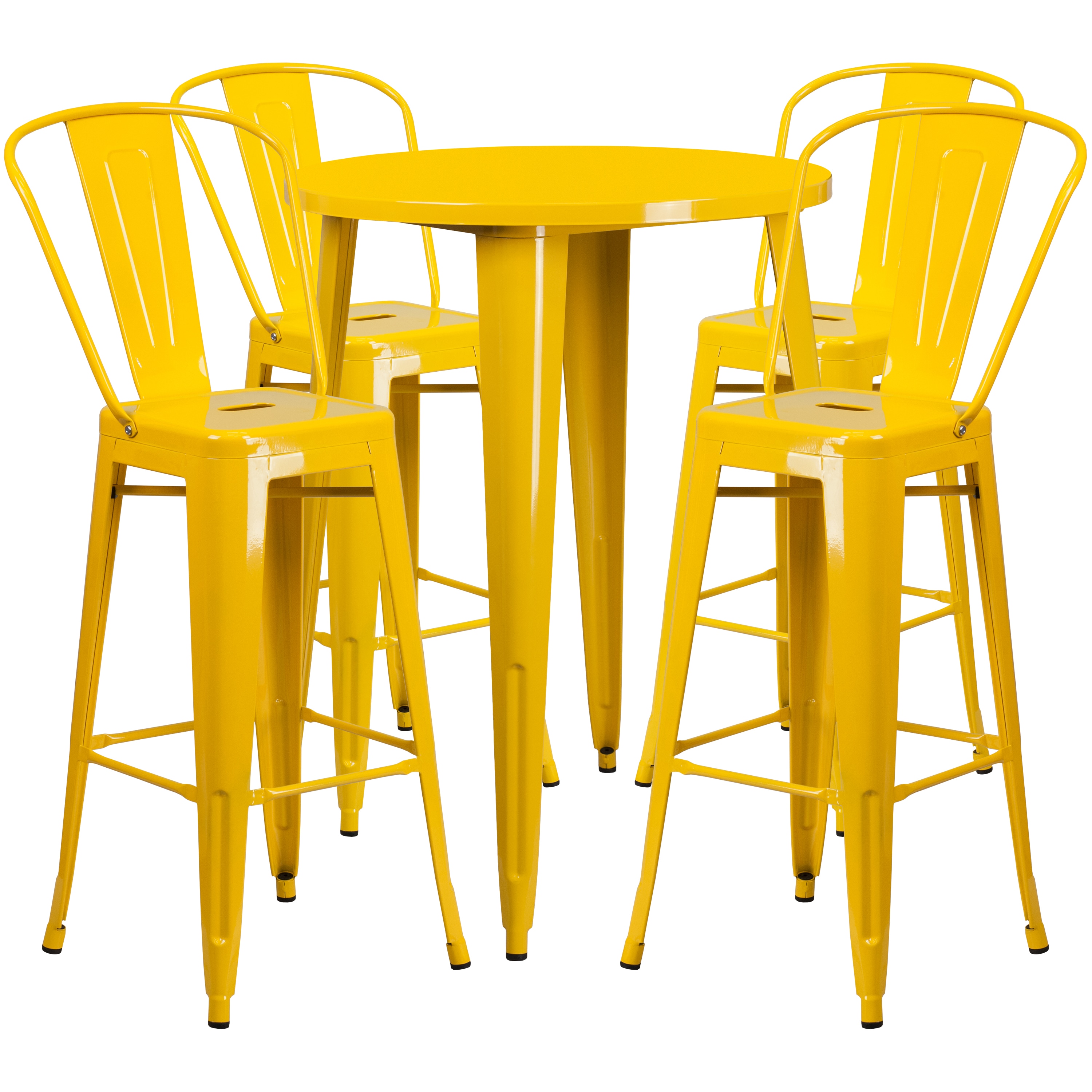 Flash Furniture 889142082422 Yellow Contemporary/Modern Dining Room Set with Round Table (Seats 4)