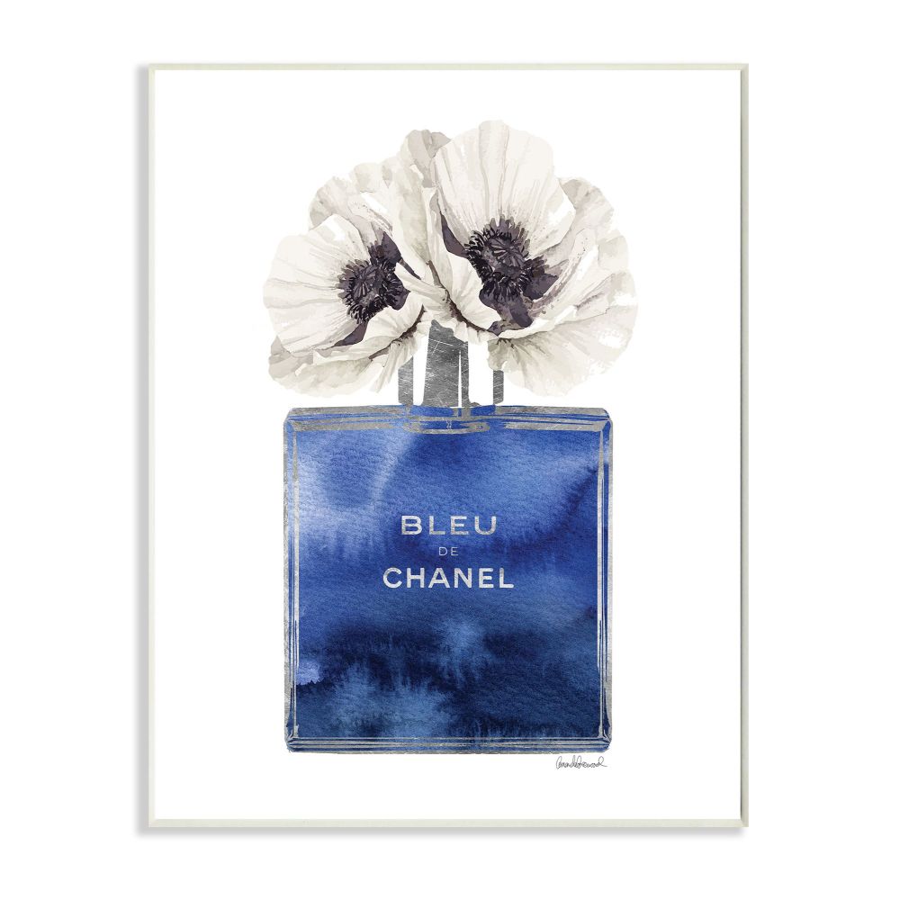 Stupell Industries Fashion Designer Perfume Flower Blue Watercolor Wall Plaque by Amanda Greenwood