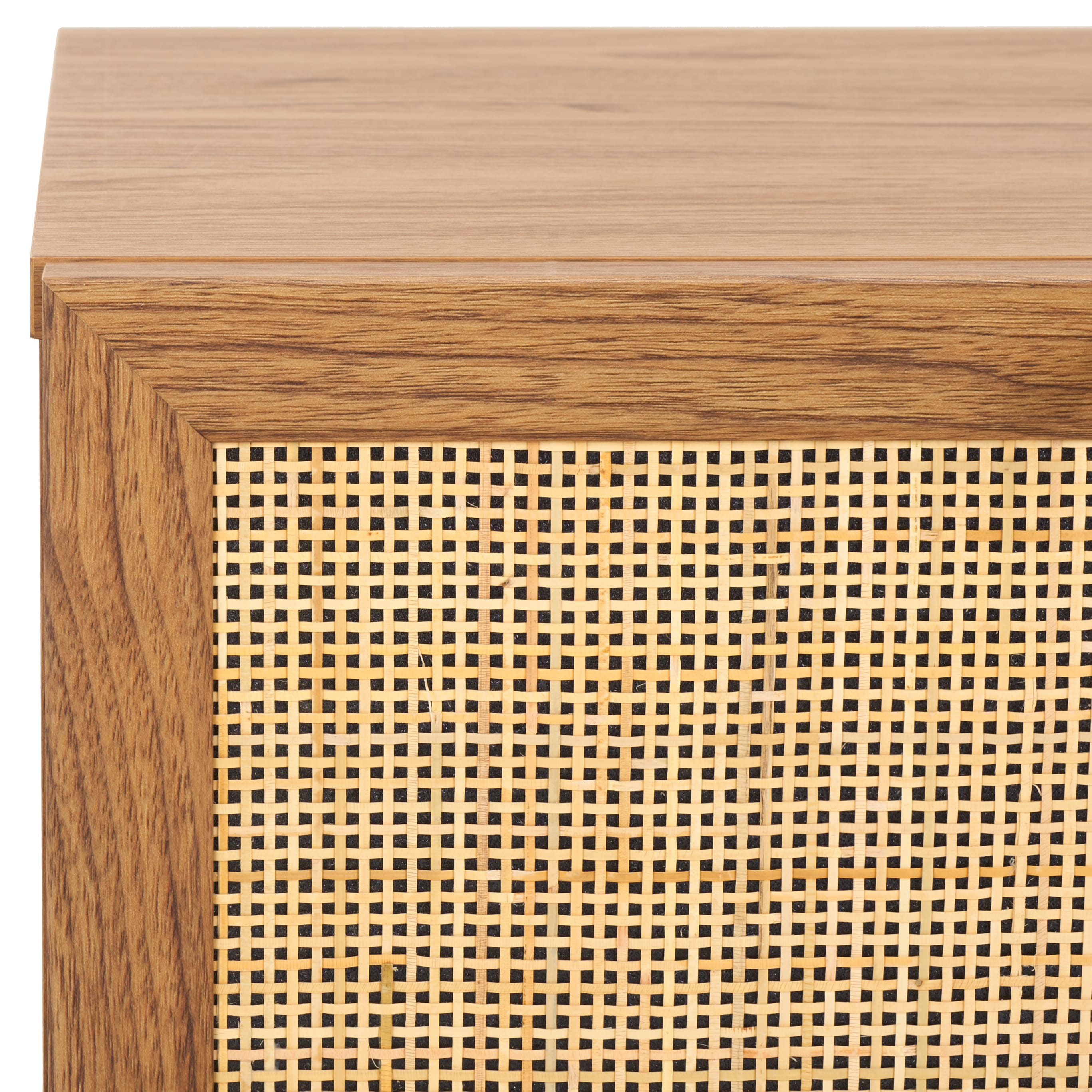 Aino Oak Natural 1-Drawer Nightstand with Rattan Mesh